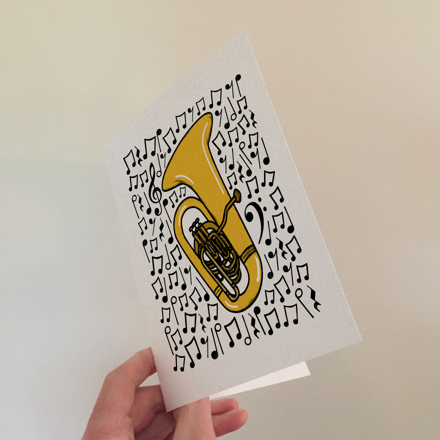Tuba Greeting Card (Musical Notes) - Tubaist Birthday Card - Brass Musician Card