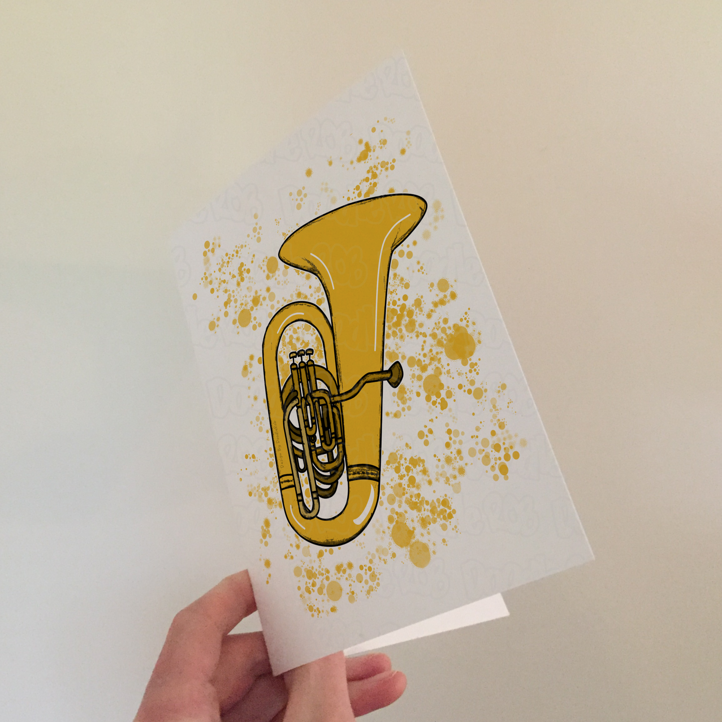 Tuba Greeting Card (Paint Splatter) - Tubaist Card - Tuba Teacher Thank You - Brass Musician Card