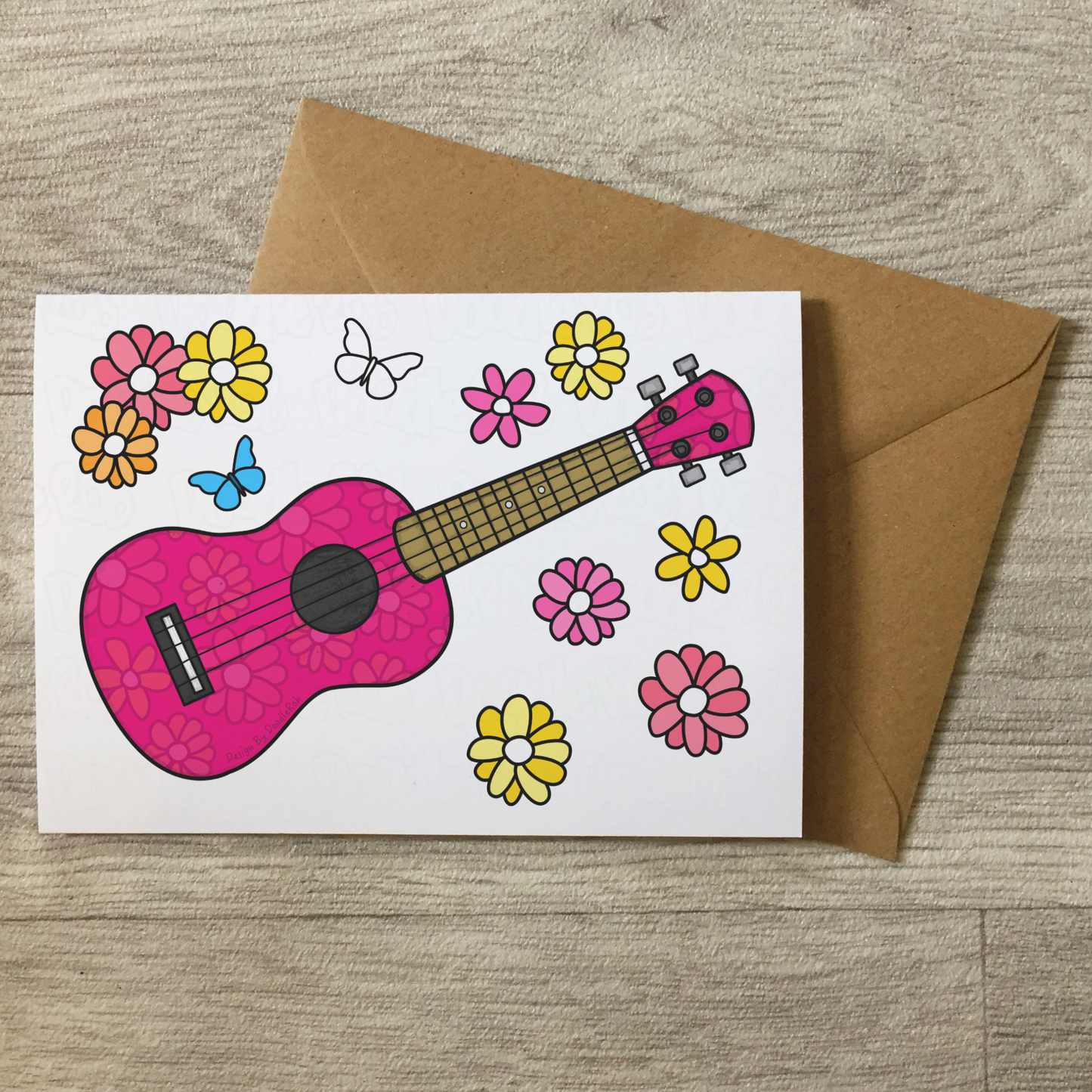 Floral Ukulele Greeting Card - Female Ukulelist - Music Teacher Thank You Card