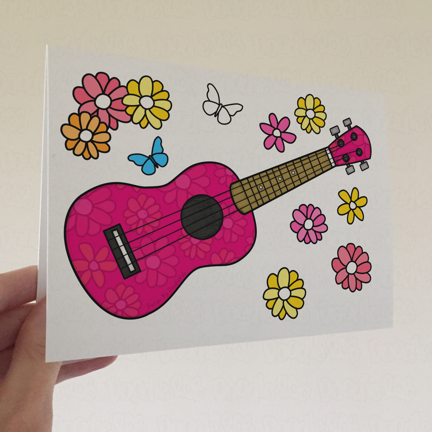 Floral Ukulele Greeting Card - Female Ukulelist - Music Teacher Thank You Card