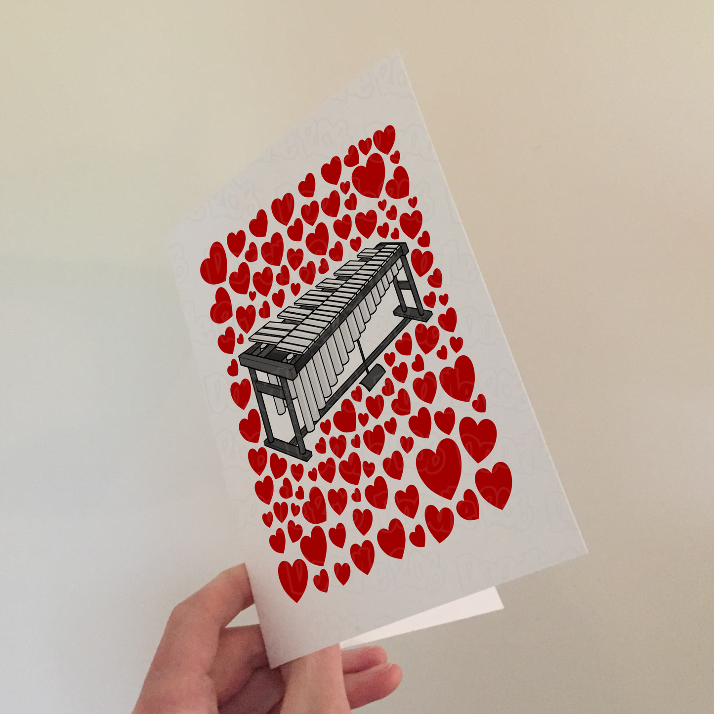 Vibraphone With Hearts Greeting Card - Vibraphonist Musician Valentines Anniversary Card