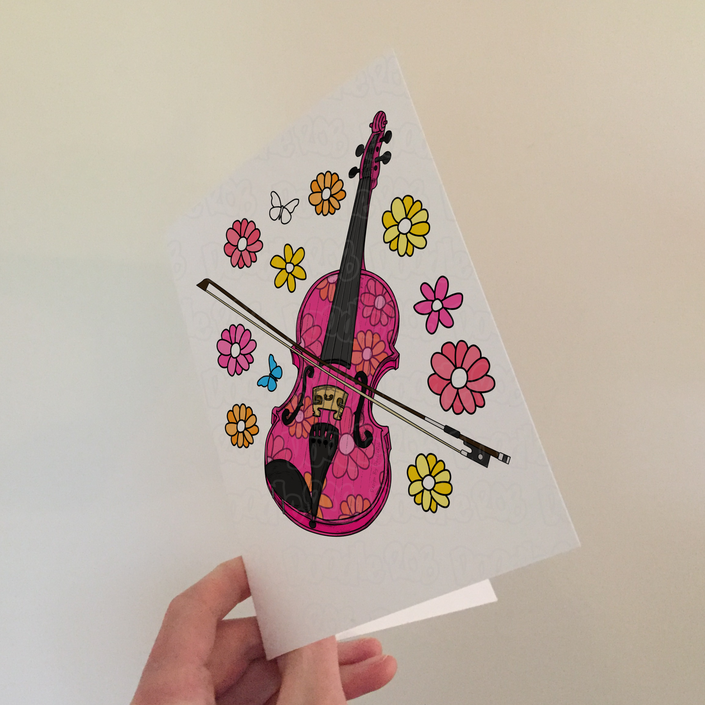 Floral Violin Greeting Card - Female Violinist - String Musician Card
