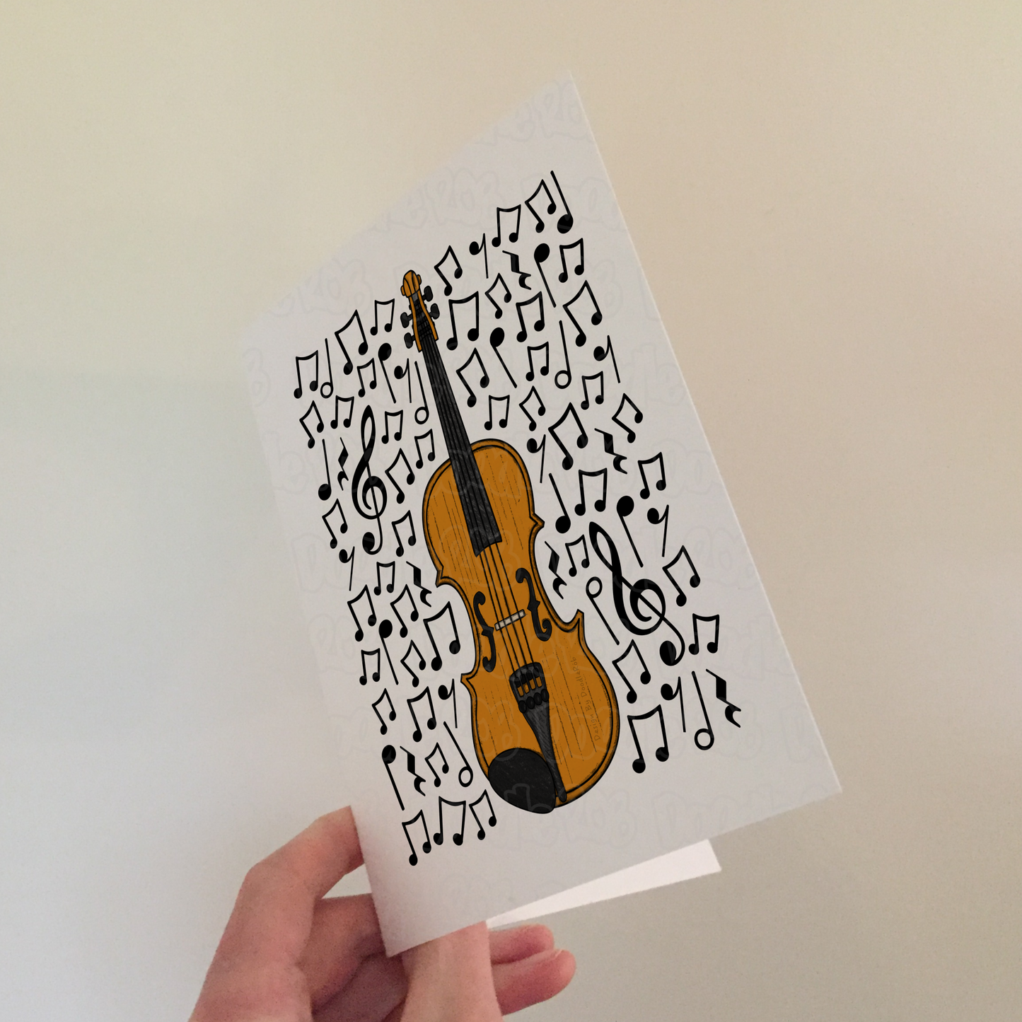 Violin Greeting Card (Musical Notes) - Violinist Birthday Card - Music Teacher Card