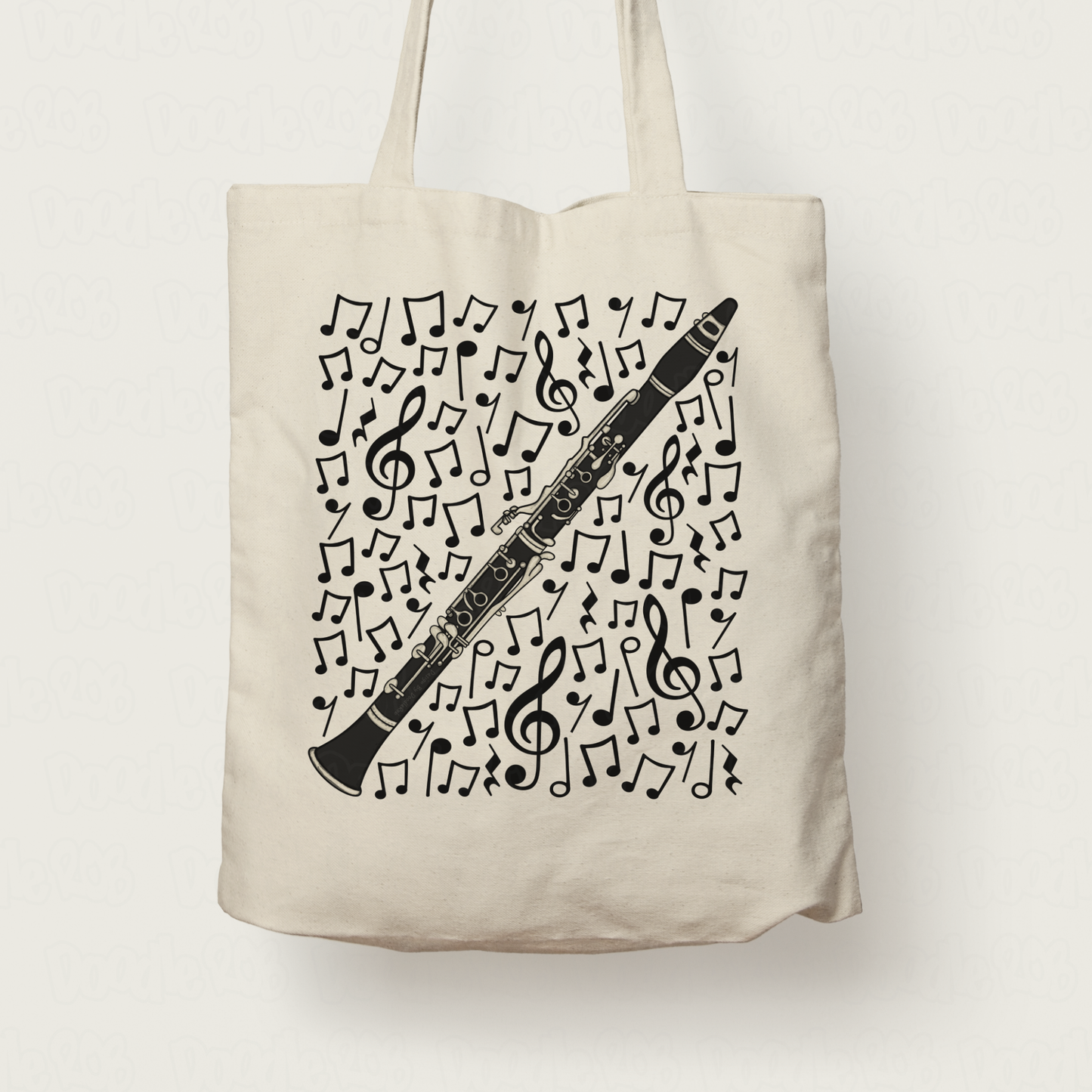Clarinet Musical Notes Tote Bag - Gift For Clarinetist - Woodwind Musician Orchestra Gift