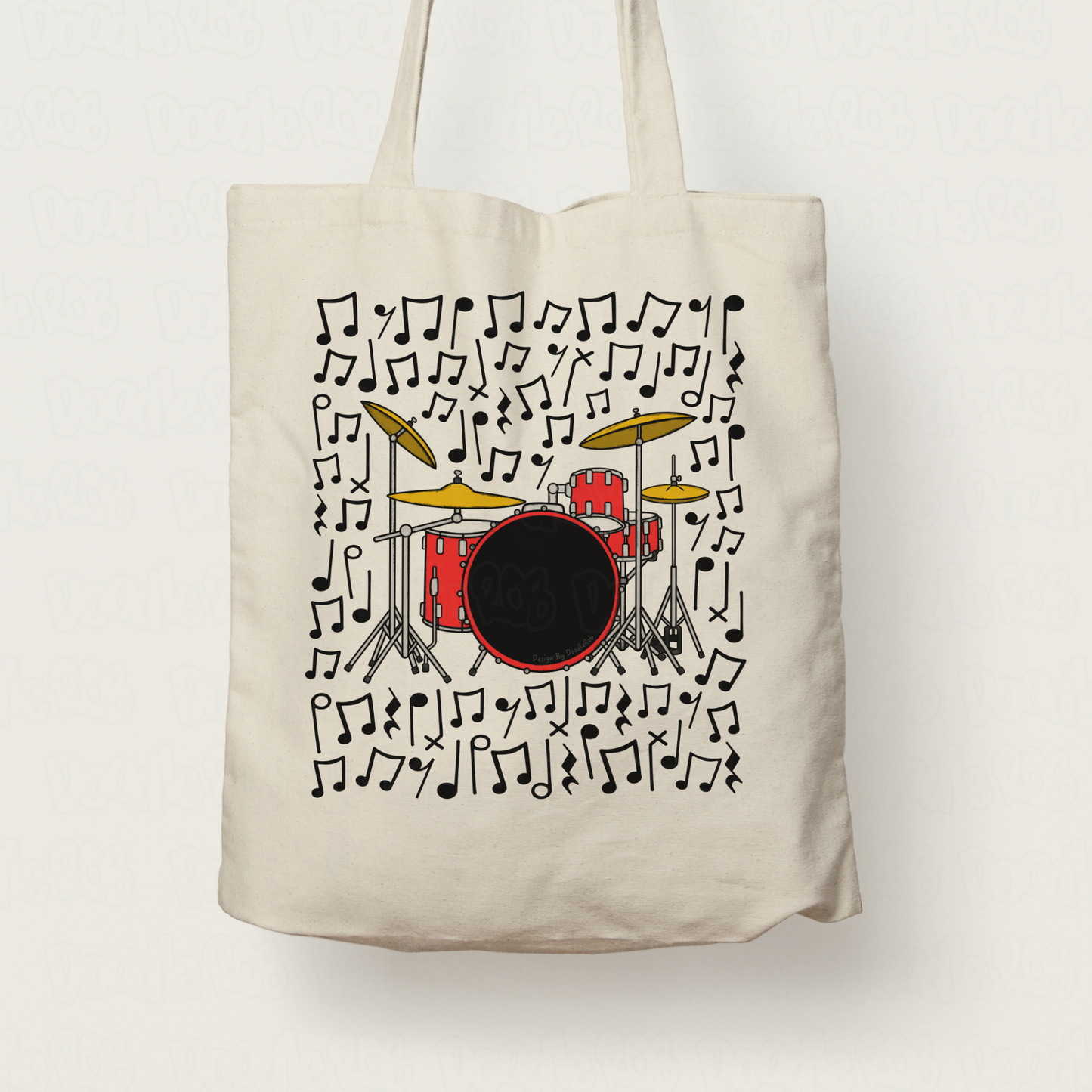Drum Kit Musical Notes Tote Bag - Gift For Drummer - Drum Teacher Tote Bag - Percussionist Gift