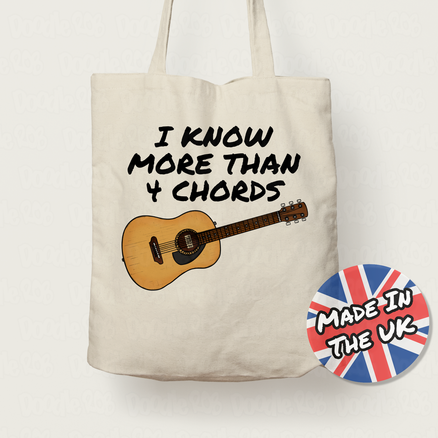 Funny Guitarist Tote Bag - I Know More Than 4 Chords - Guitar Teacher Gift