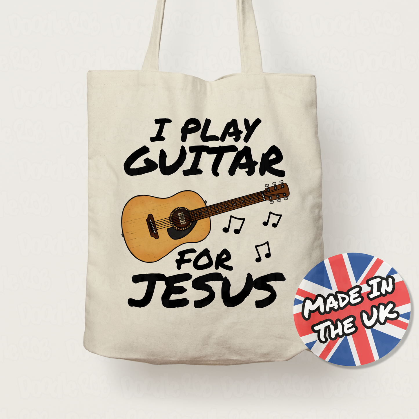 Christian Guitarist Tote Bag - I Play Guitar For Jesus - Church Guitarist Gift