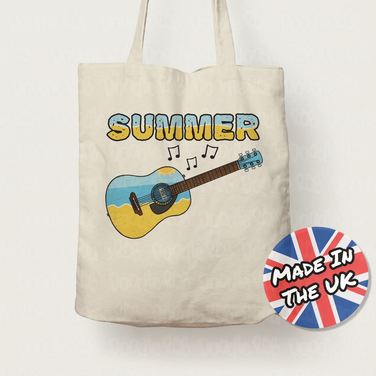 Acoustic Guitar Summer Tote Bag - Guitarist Gift - Summer Musician Tote Bag