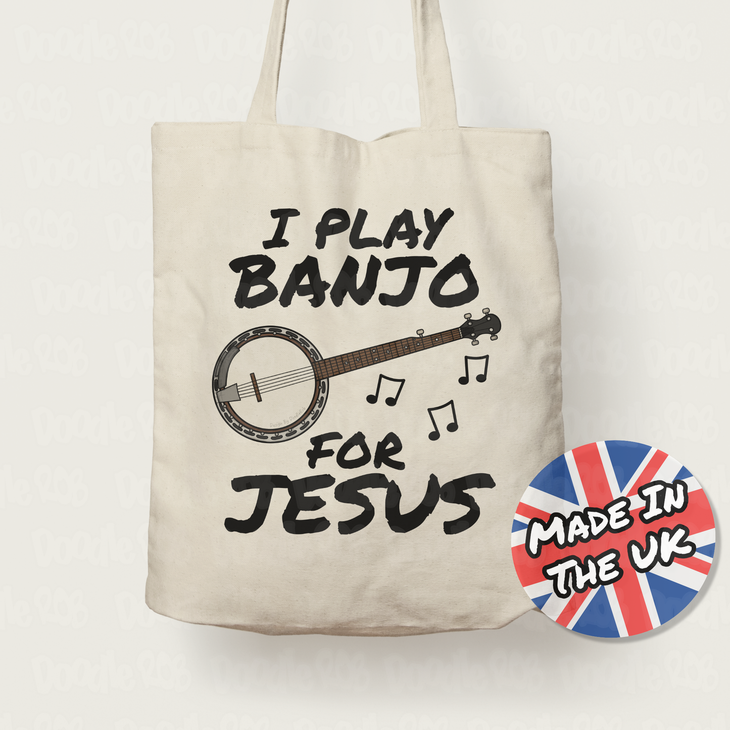 Christian Banjo Tote Bag - I Play Banjo For Jesus - Banjoist Gift - Church Banjo Player