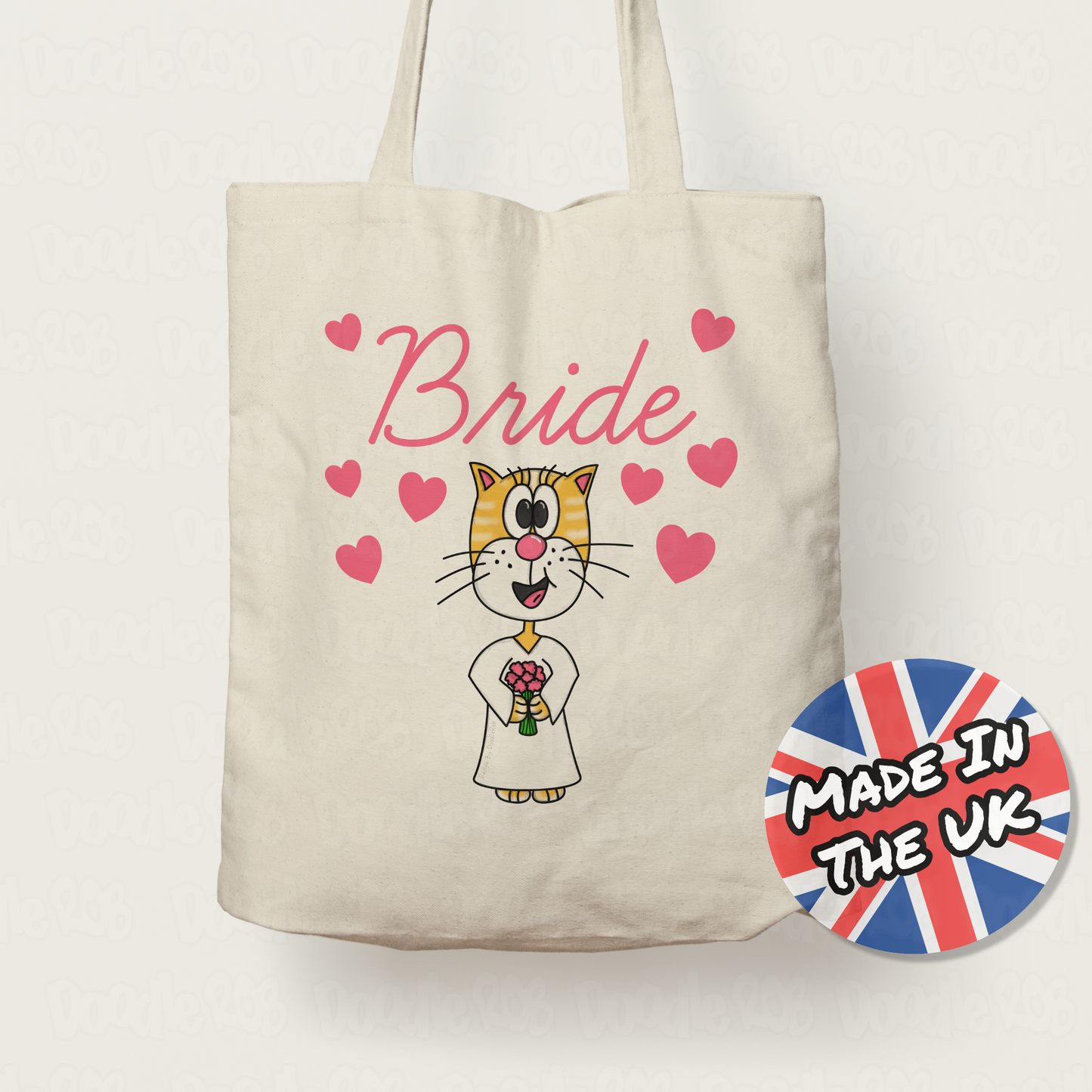Cat Bride Tote Bag - Bridal Gift For Cat Lover - Cute Hen Party Gift For Bride