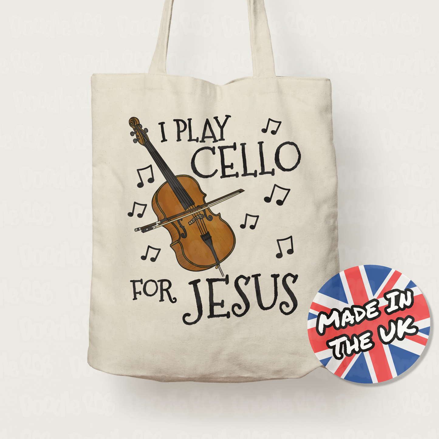 Christian Cello Tote Bag - I Play Cello For Jesus - Church Cellist Gift