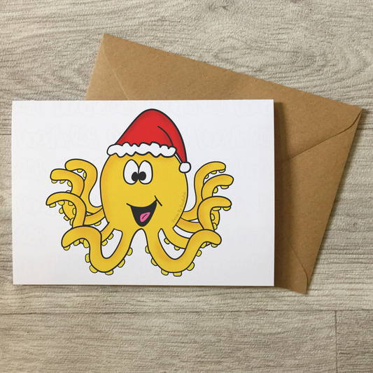 Octopus Christmas Card - Christmas In July Card - Marine Animal Xmas Card