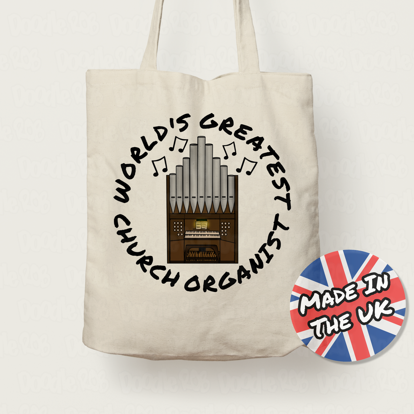 Church Organ Tote Bag - World's Greatest Church Organist - Organ Teacher Gift