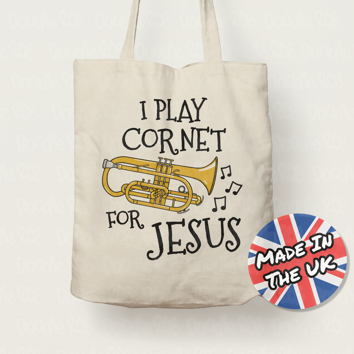 Christian Cornet Tote Bag - I Play Cornet For Jesus - Church Brass Musician Gift