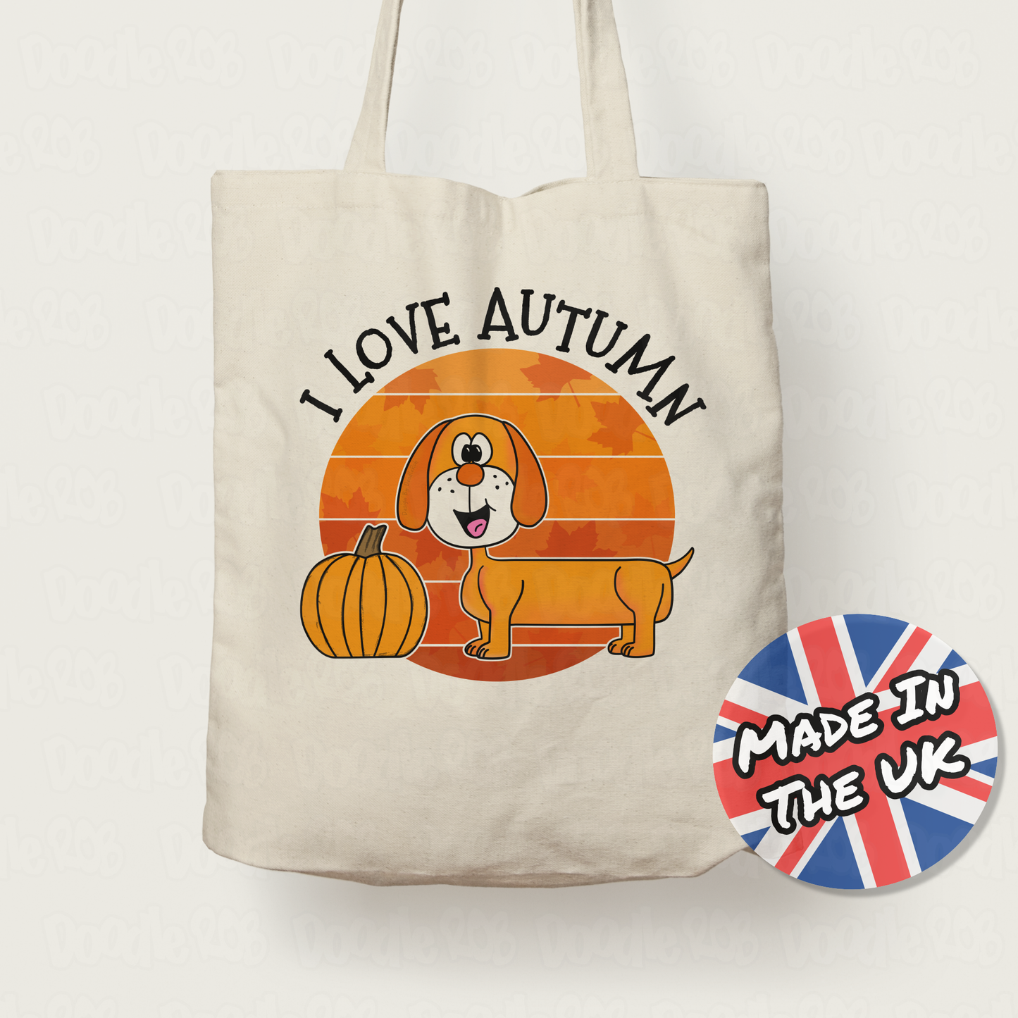 Autumn Dachshund Tote Bag - I Love Autumn - Halloween Alternative Gift