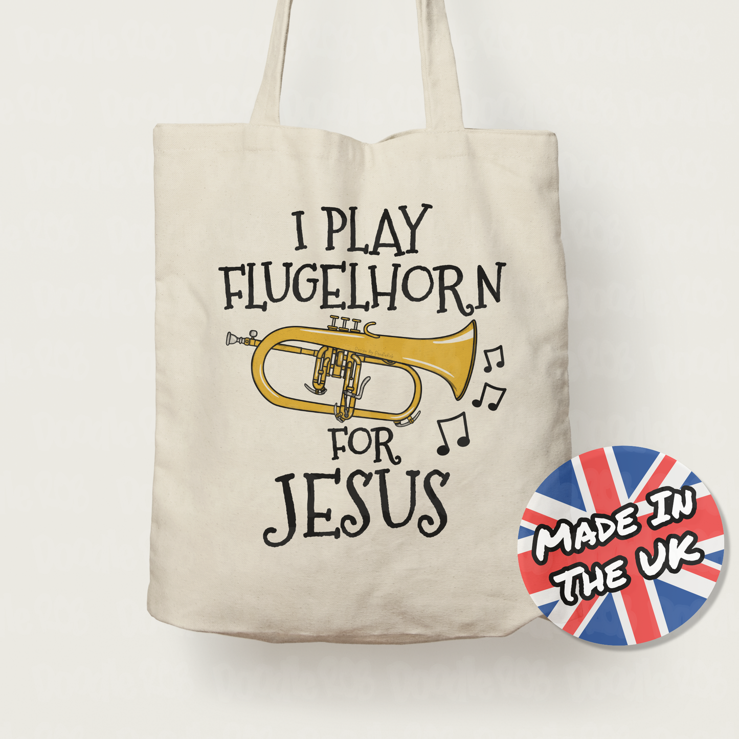 Christian Flugelhorn Tote Bag - I Play Flugelhorn For Jesus - Church Brass Musician Gift