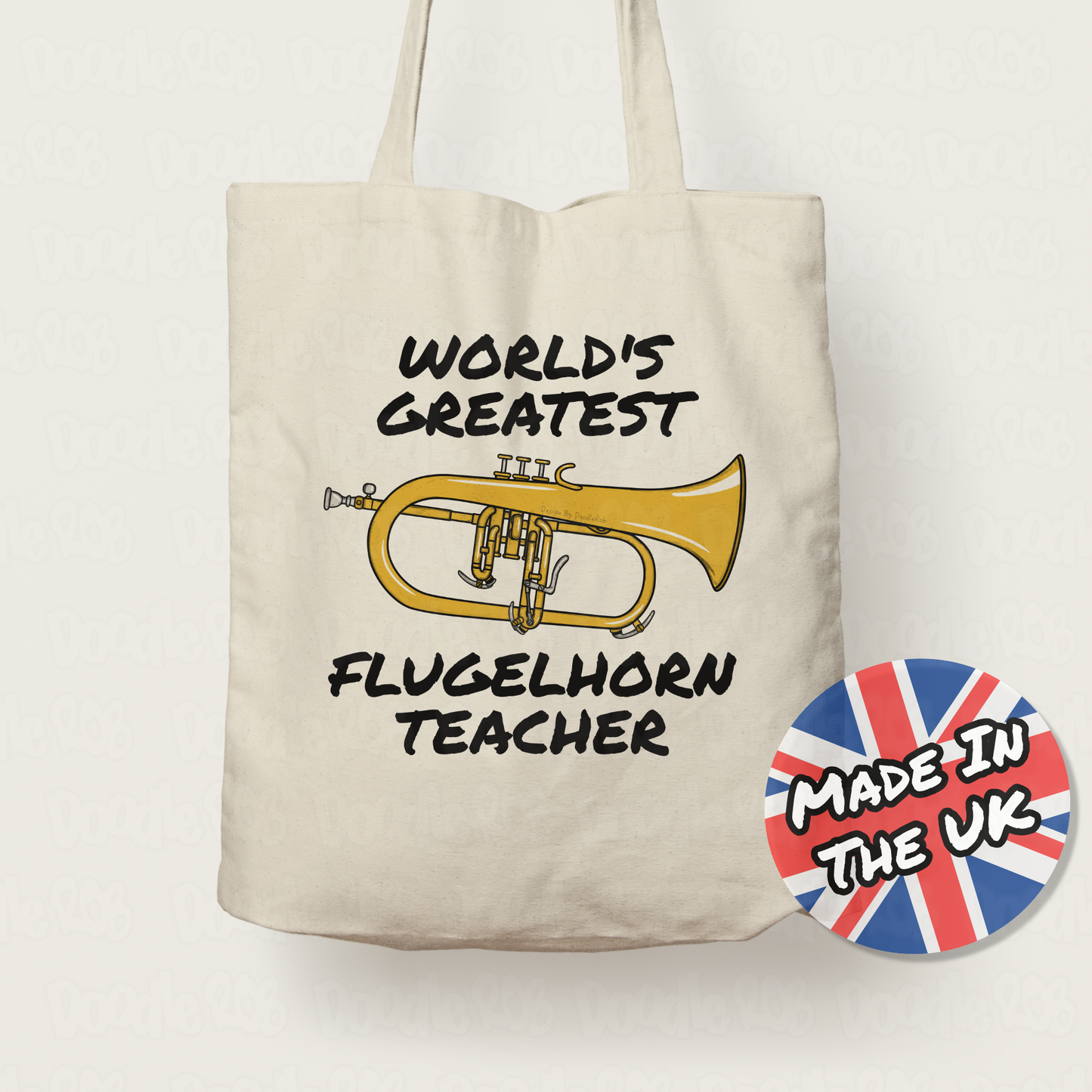Flugelhorn Teacher Tote Bag - World's Greatest Flugelhorn Teacher - Brass Musician Gift