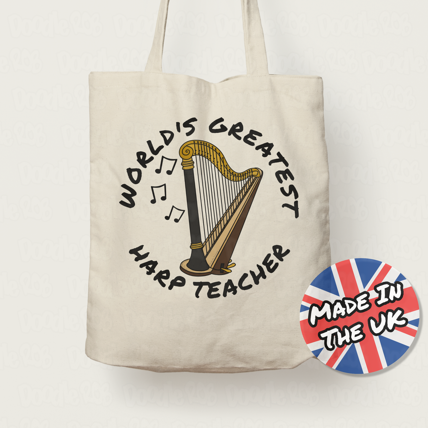 Harp Teacher Tote Bag - World's Greatest Harp Teacher - Gift For Harpist