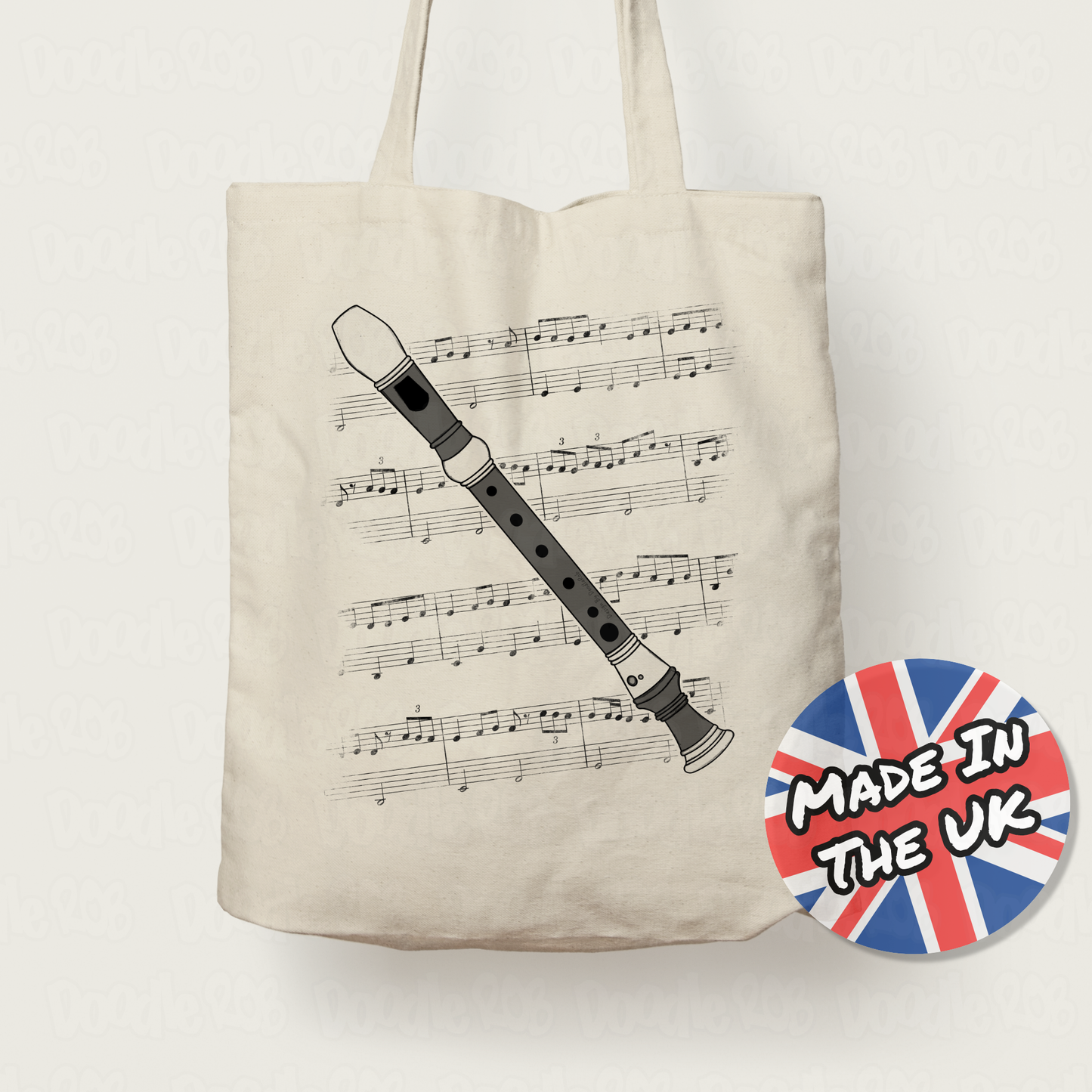 Recorder Tote Bag - Woodwind Musician Tote Bag - School Music Teacher Gift