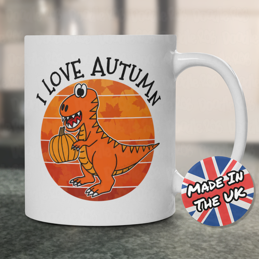 Autumn Dinosaur Mug - T-Rex Pumpkin Mug - Funny Back To School Gift