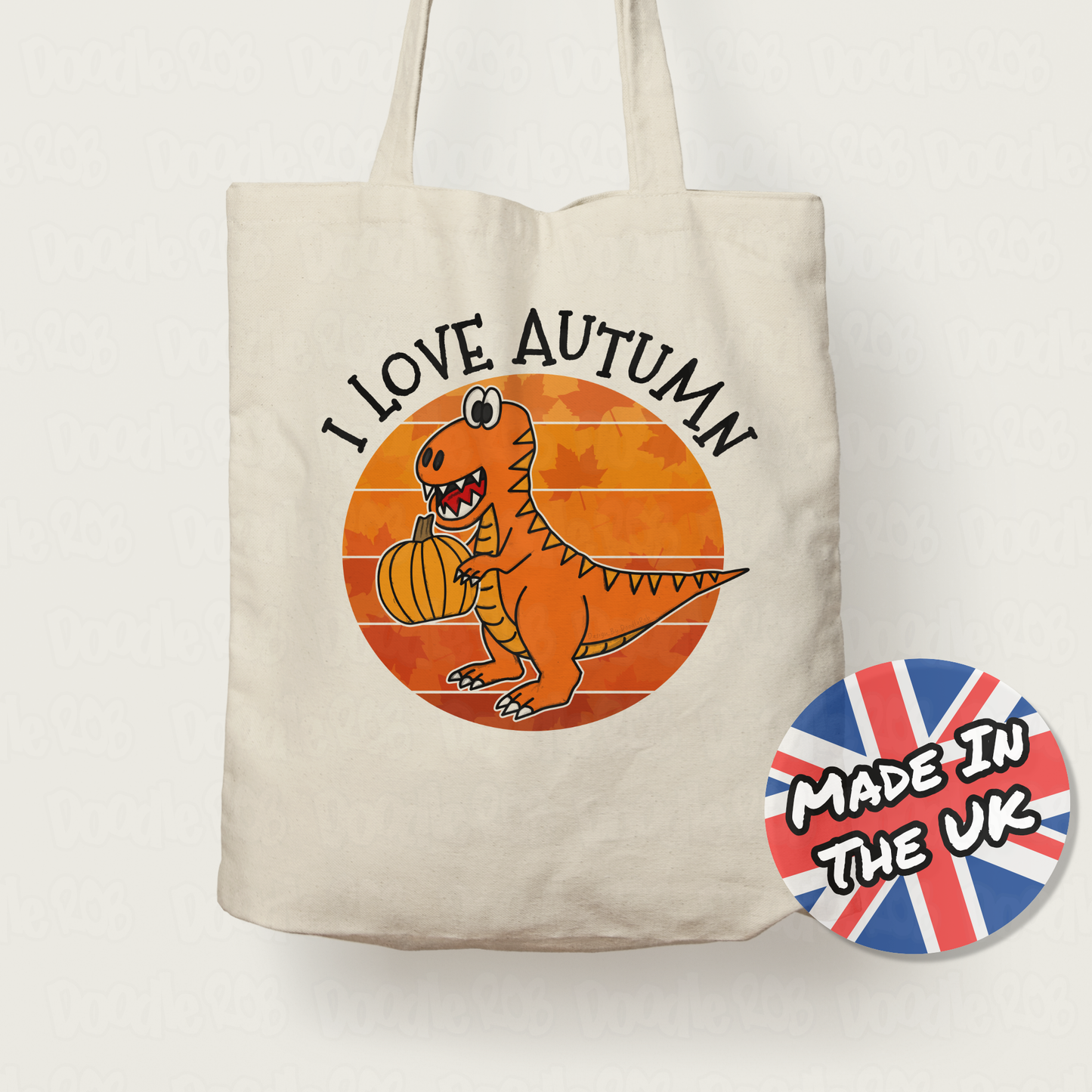 Autumn Dinosaur Tote Bag - I Love Autumn - T-Rex Autumn Gift - Halloween Alternative