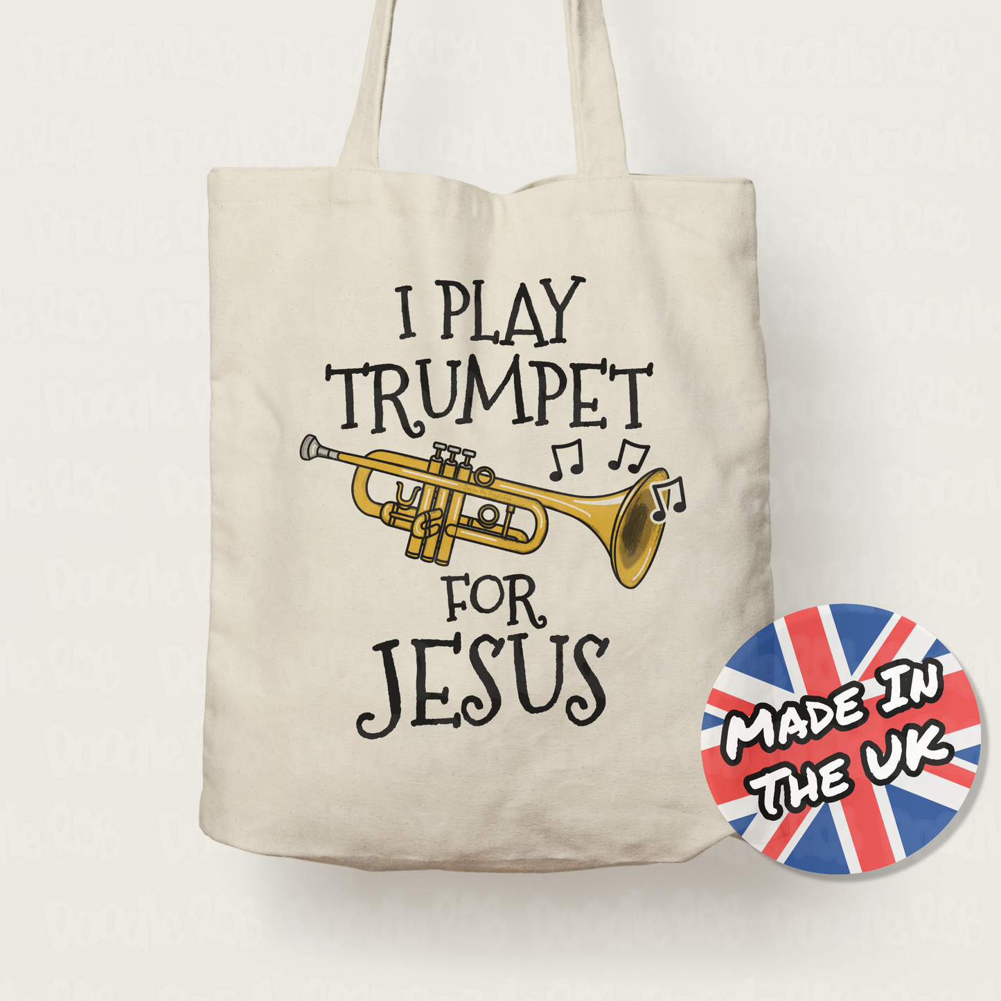 Christian Trumpet Tote Bag - I Play Trumpet For Jesus - Church Trumpeter Gift