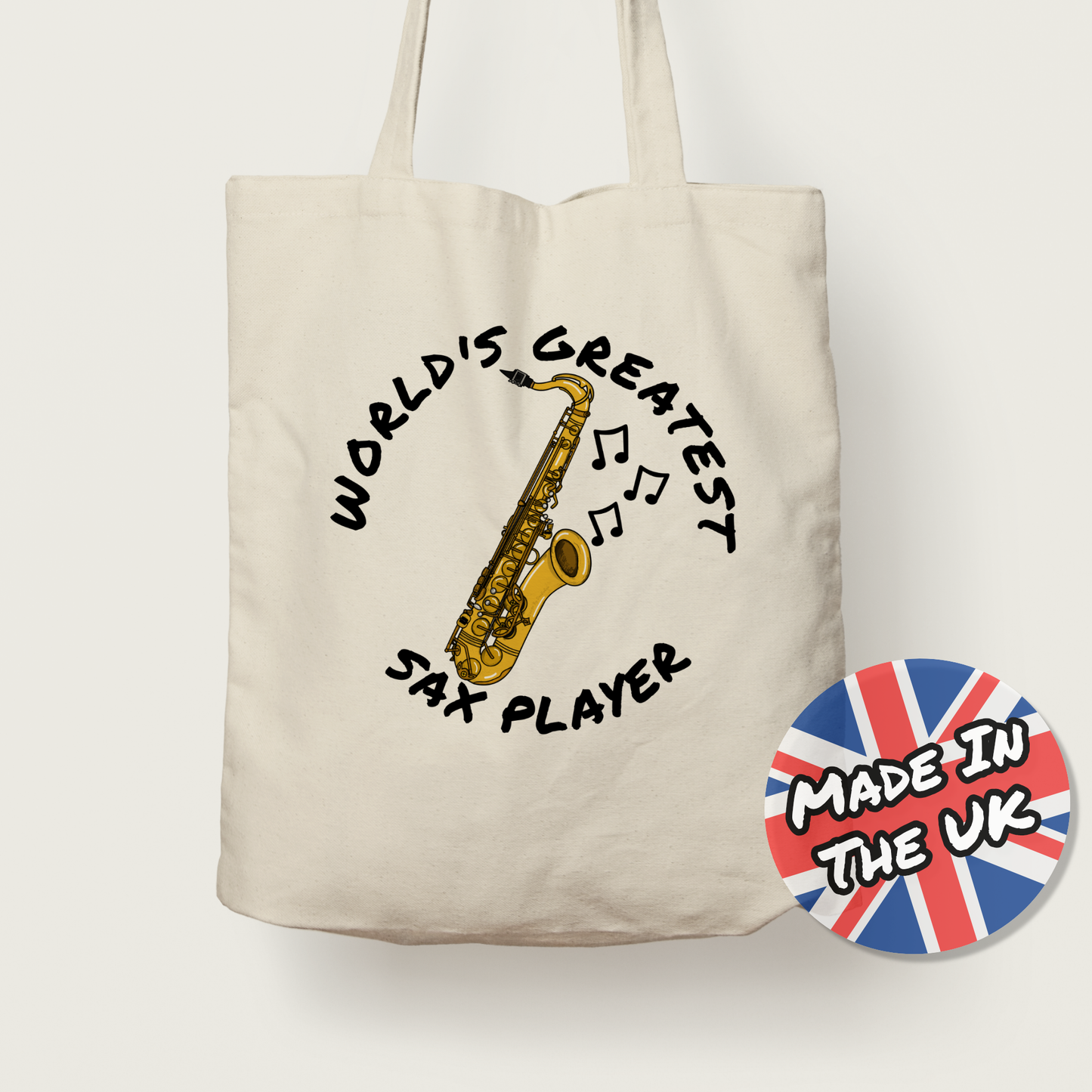 Saxophone Tote Bag - World's Greatest Sax Player - Saxophonist Gift