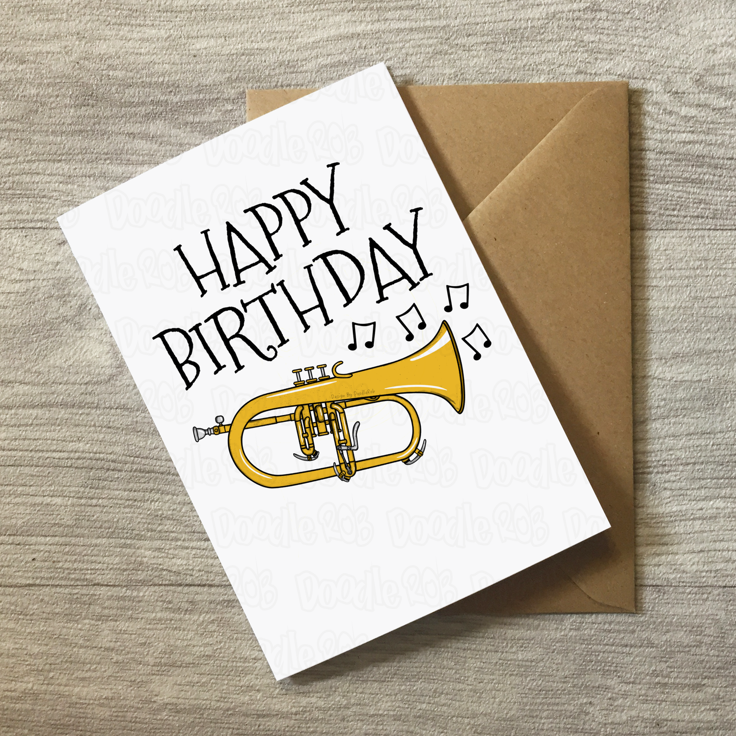 Flugelhorn Birthday Card - Horn Player Greeting Card - Brass Musician Card