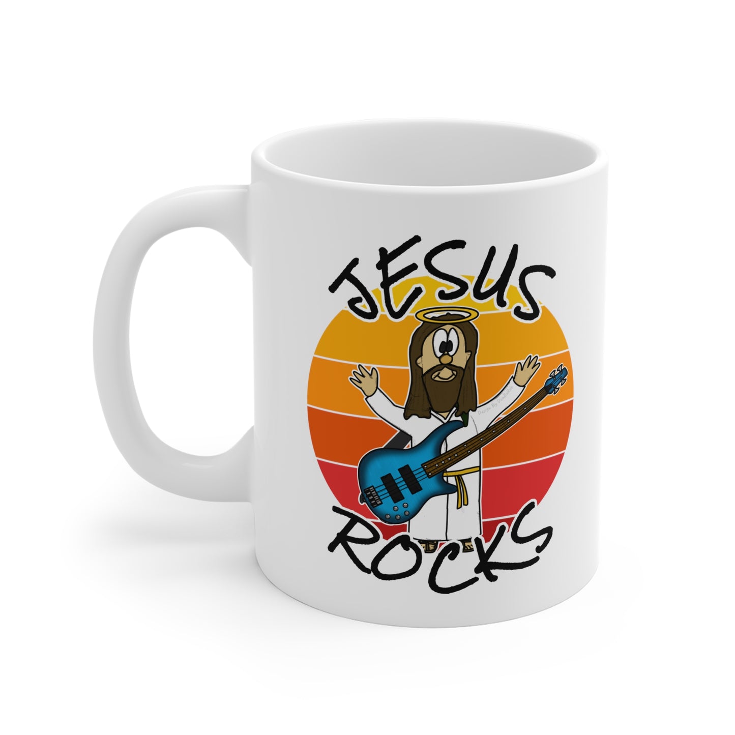 Church Bassist Mug - Jesus Rocks - Christian Bass Guitar Player Gift