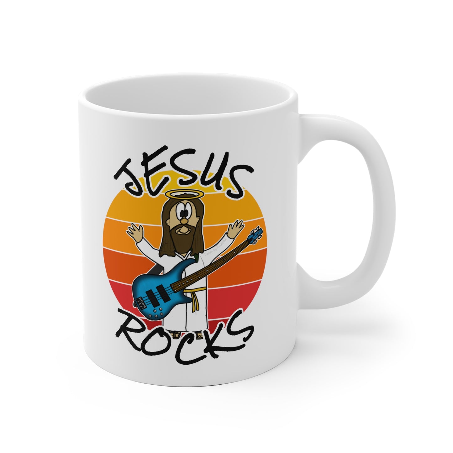 Church Bassist Mug - Jesus Rocks - Christian Bass Guitar Player Gift