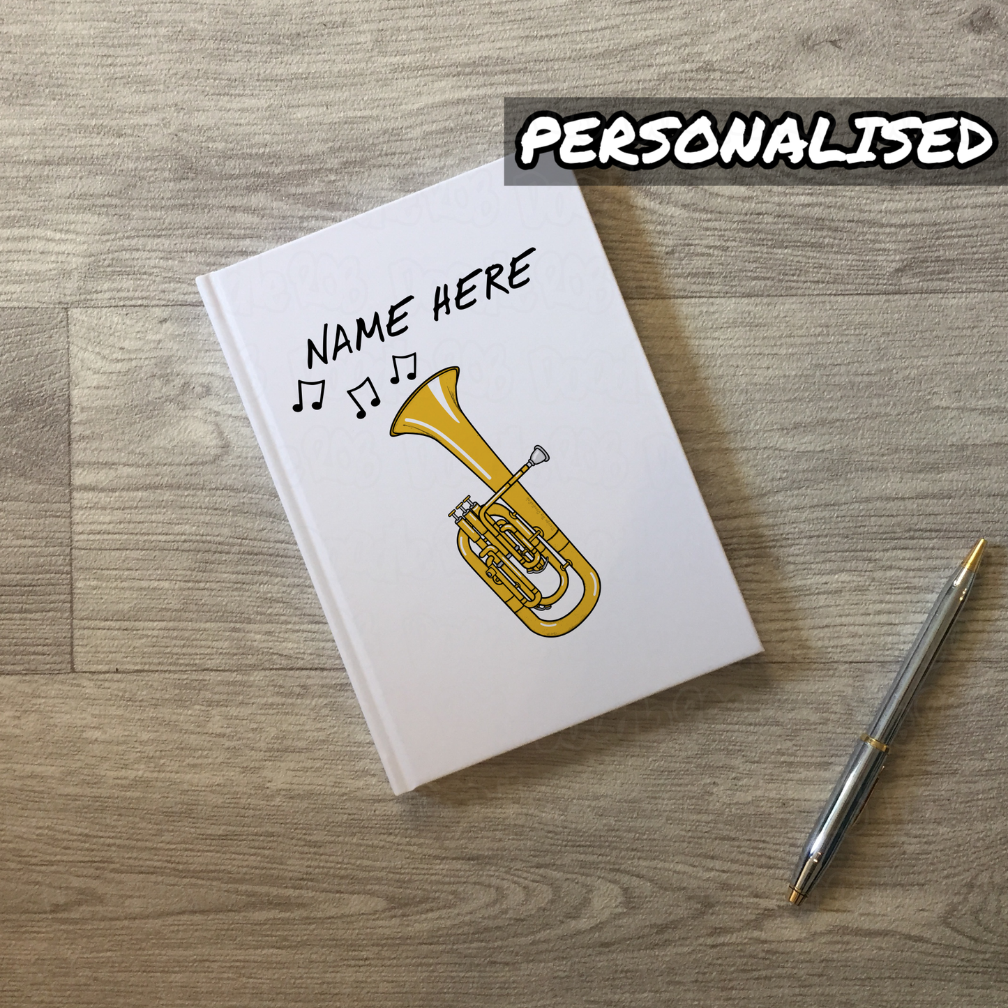 Tenor Horn Personalised Journal - Horn Player Notebook - Brass Musician Gift