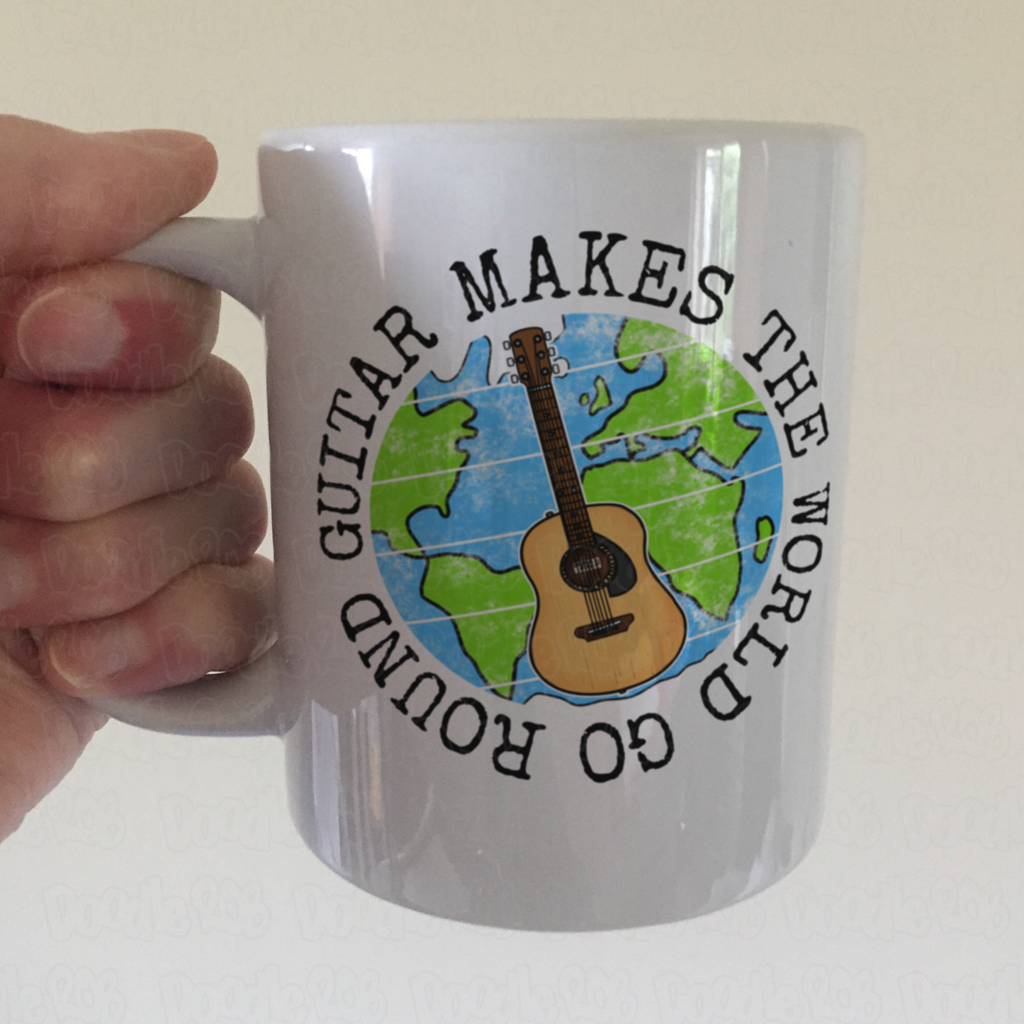 Guitar Makes The World Go Round Mug - Gift For Acoustic Guitarist - Guitar Teacher Mug