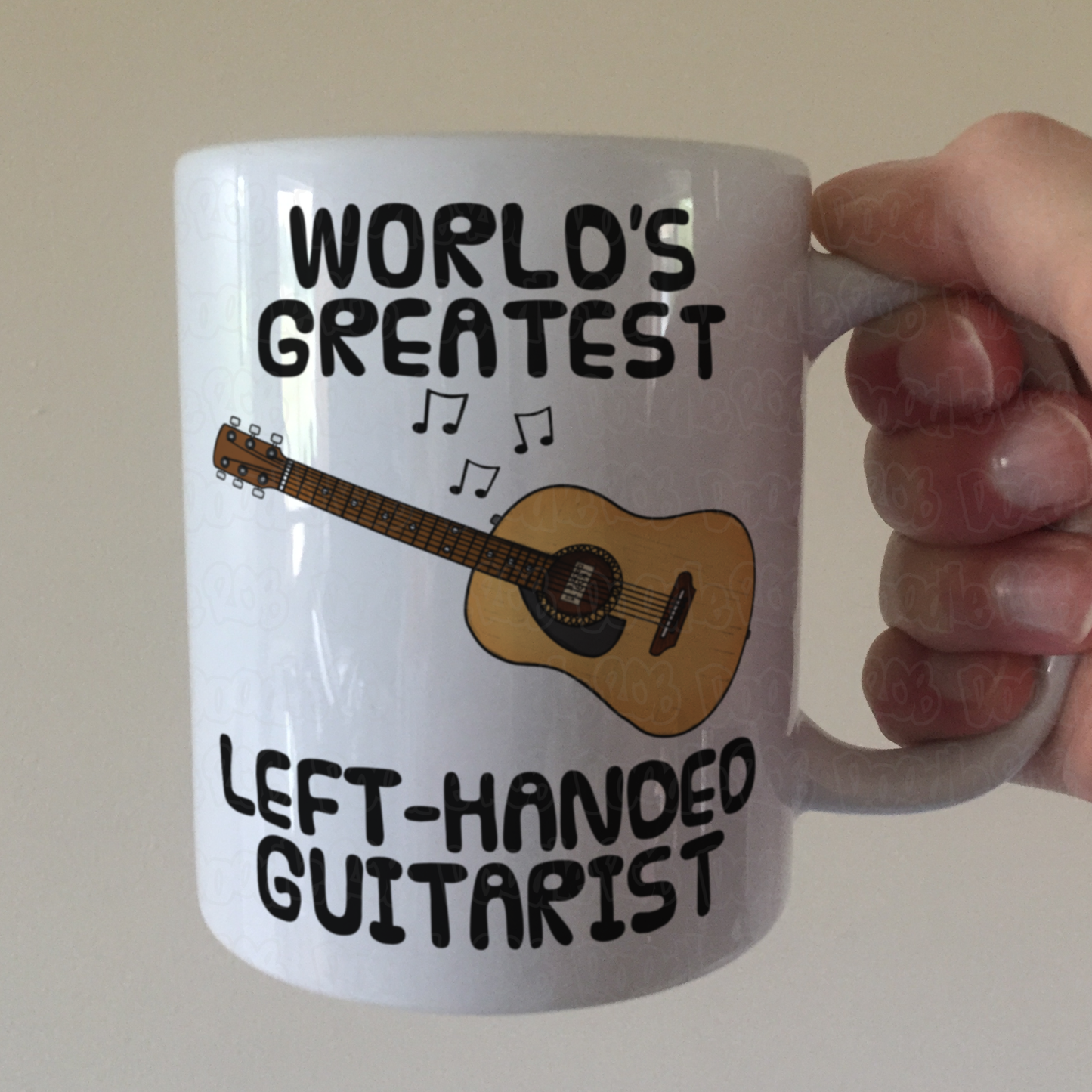 Left Handed Guitar Mug (Acoustic Guitar) - World's Greatest Left-Handed Guitarist - Funny Musician Gift