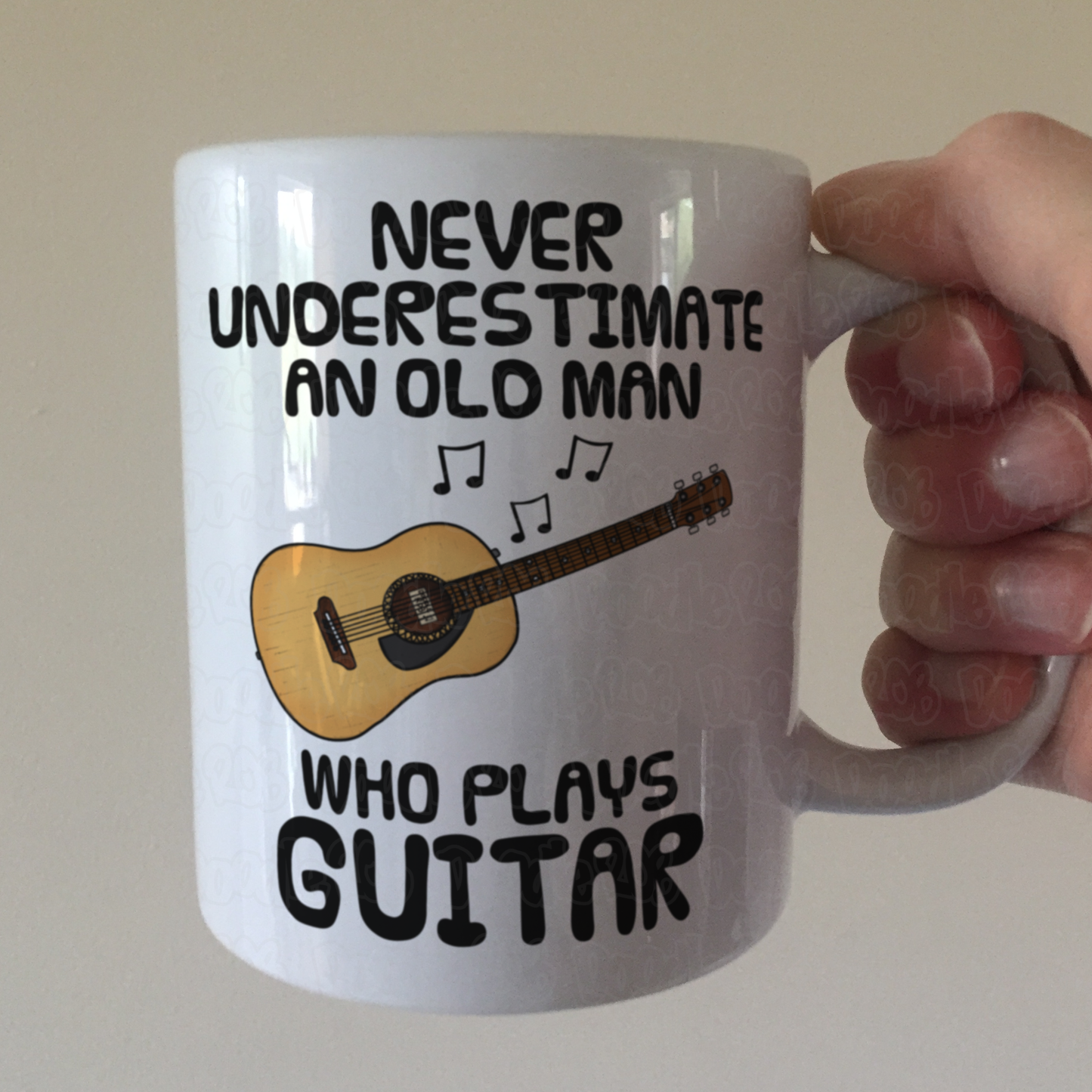Funny Acoustic Guitar Mug - Never Underestimate An Old Man Who Plays Guitar - Guitarist Musician Gift For Him