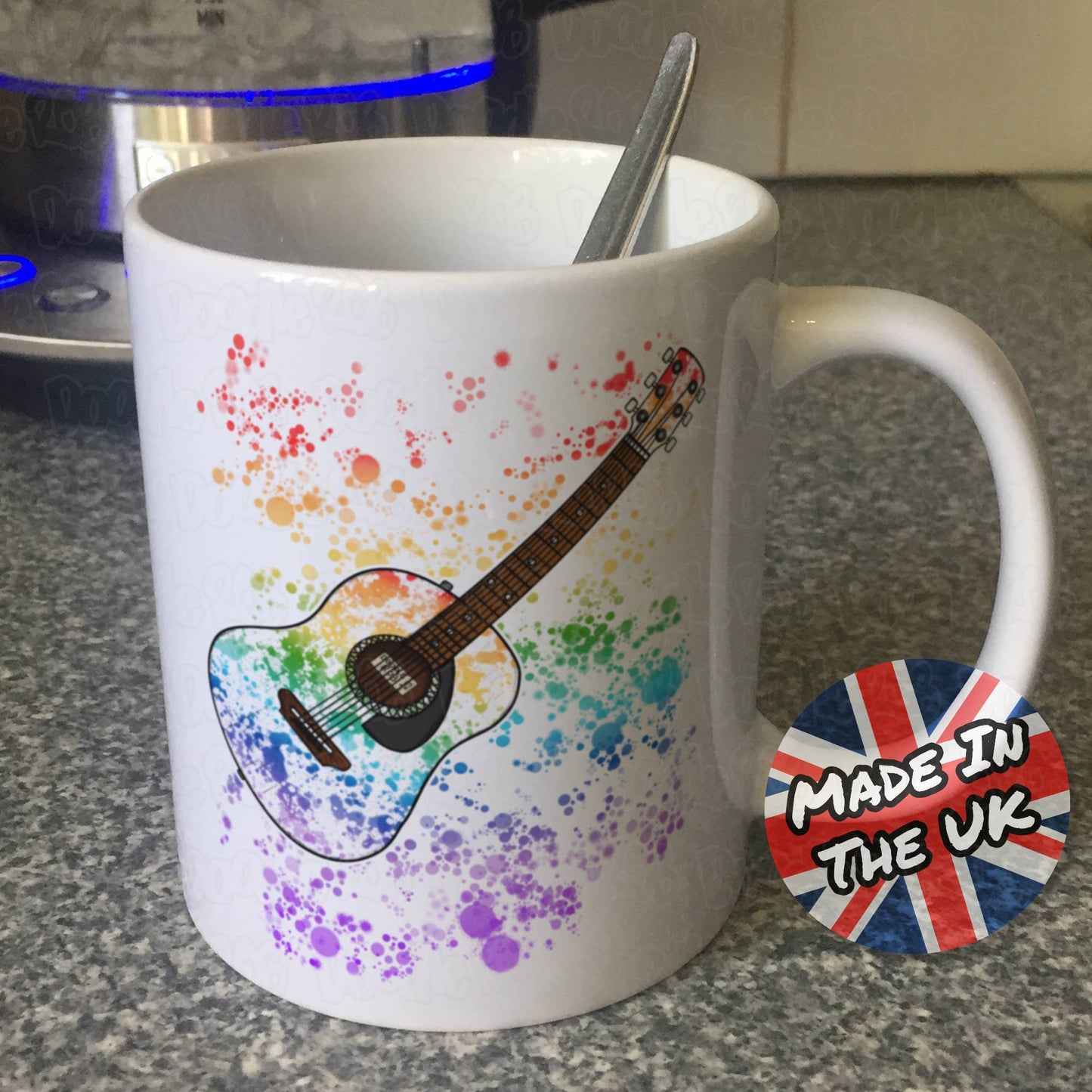 Acoustic Guitar Rainbow Mug - Gift For Guitarist - Guitar Teacher Gift - Music Student Mug