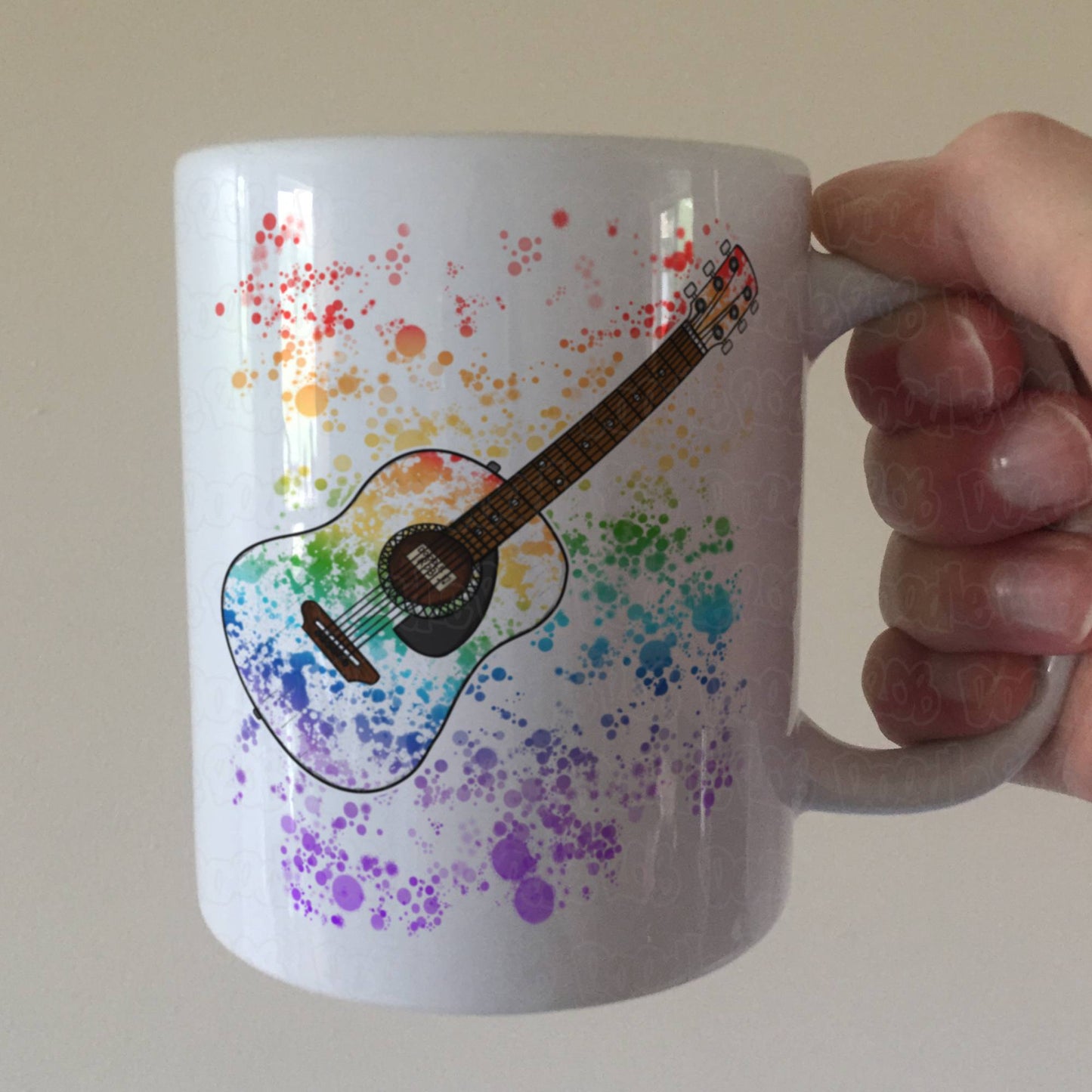 Acoustic Guitar Rainbow Mug - Gift For Guitarist - Guitar Teacher Gift - Music Student Mug
