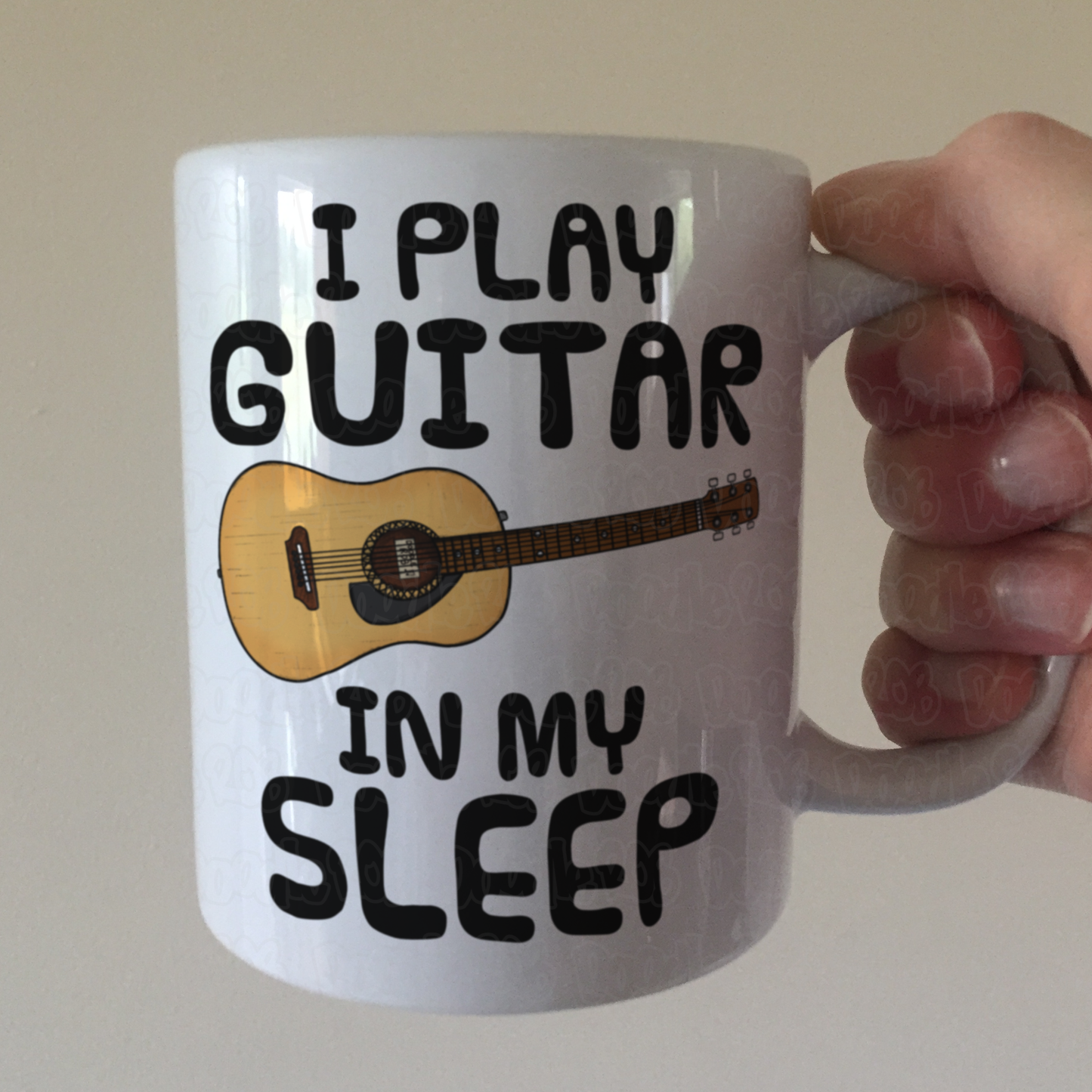 Funny Acoustic Guitar Mug - I Play Guitar In My Sleep - Guitarist Musician Gift