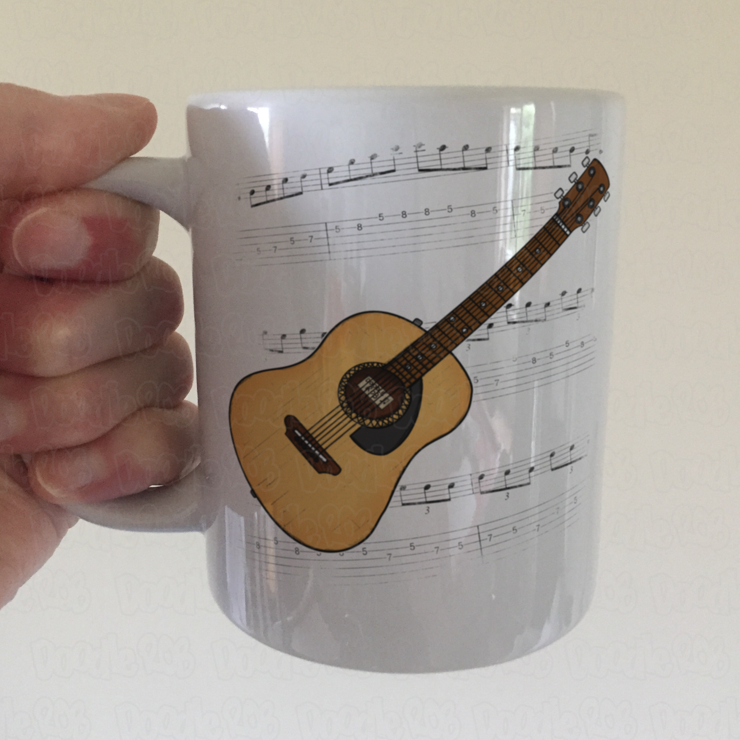 Acoustic Guitar Notation Mug - Guitarist Gift - Guitar Teacher Mug - Gift For Songwriter