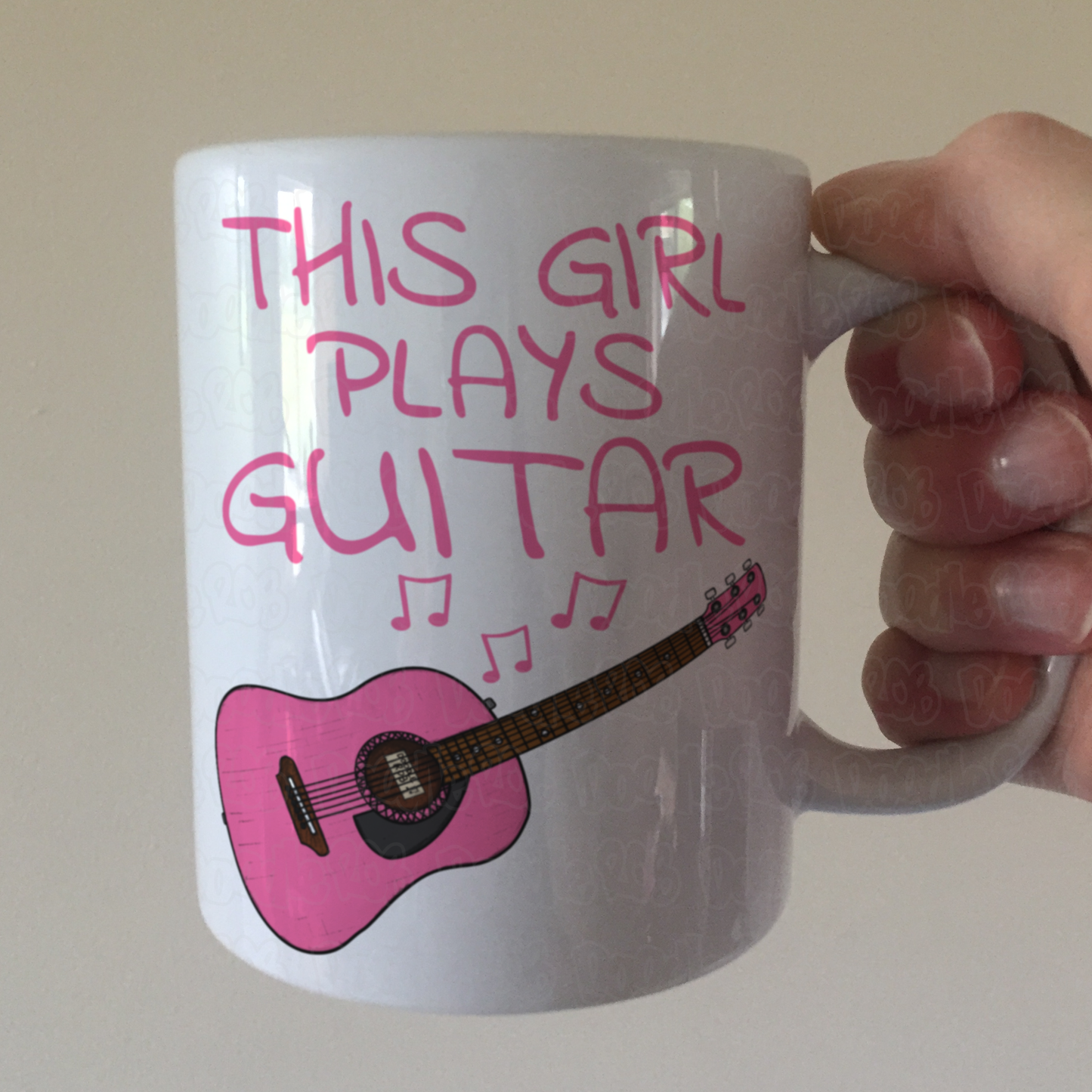 Girl's Guitar Mug - This Girl Plays Guitar - Female Guitarist Gift - Pink Guitar Gift For Girl