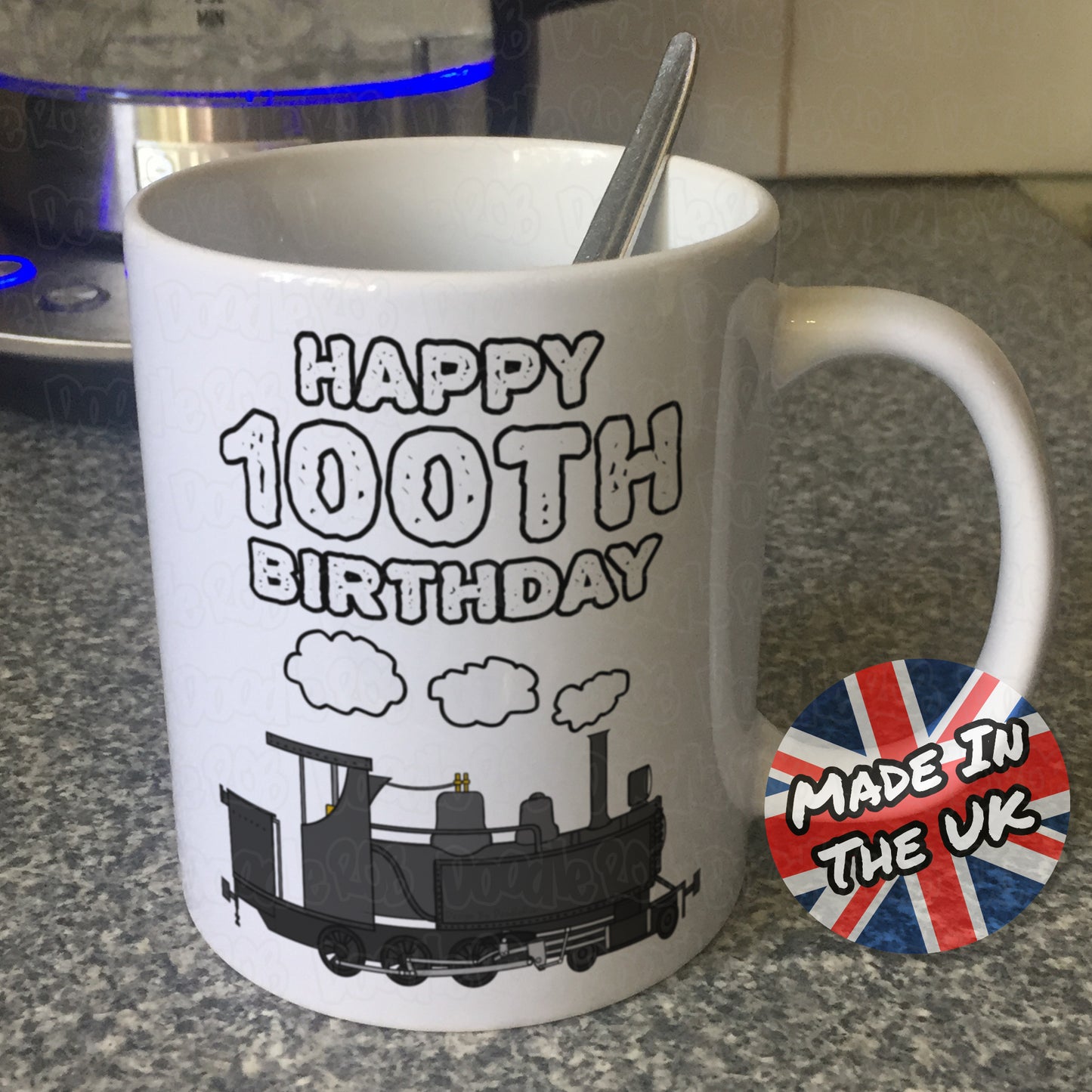 100th Birthday Steam Train Mug - Railway Enthusiast Mug - 100th Birthday Gift For Him