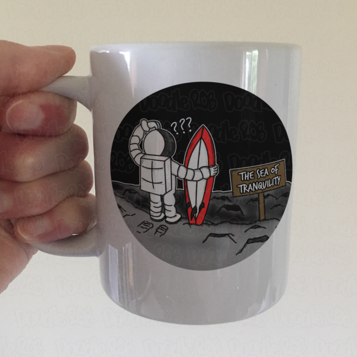 Astronaut Surfer Mug - Sea Of Tranquility - Funny Gift For Surfer - Surfing Enthusiast Mug