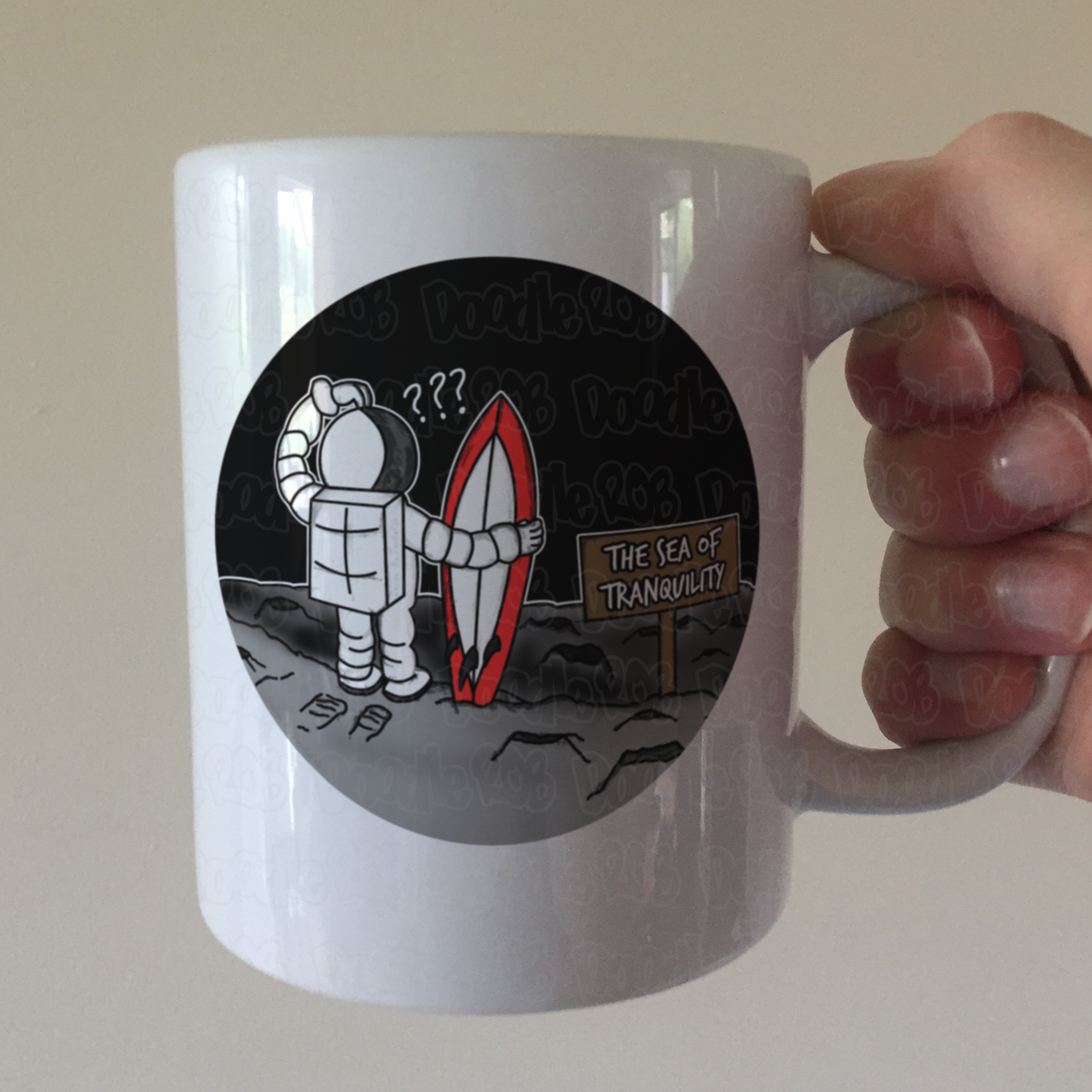 Astronaut Surfer Mug - Sea Of Tranquility - Funny Gift For Surfer - Surfing Enthusiast Mug