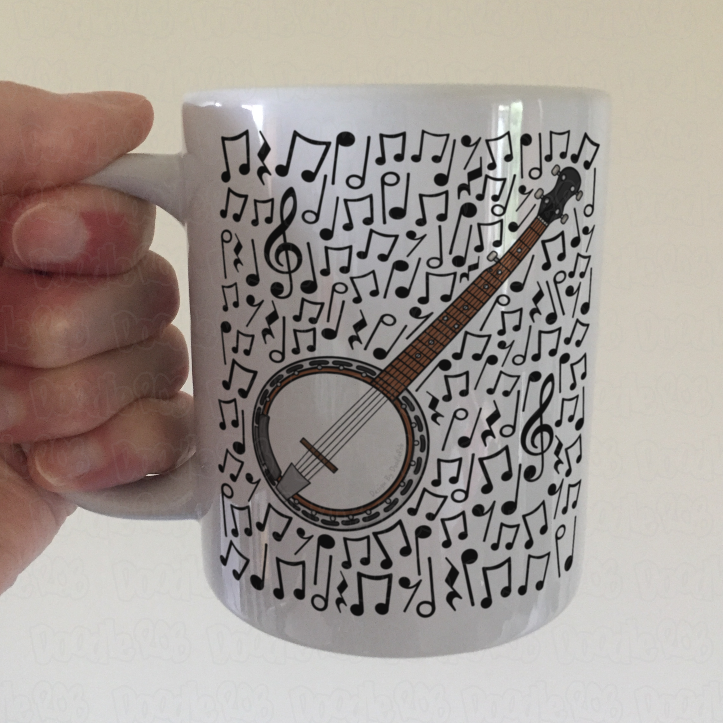 Banjo Musical Notes Mug - Banjoist Gift - Banjo Teacher Folk Musician Mug