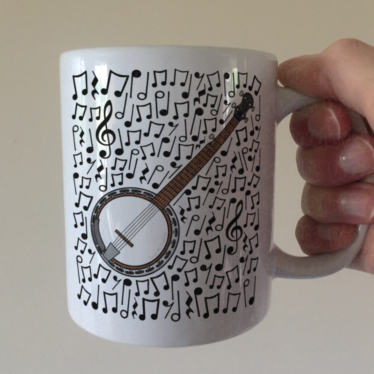 Banjo Musical Notes Mug - Banjoist Gift - Banjo Teacher Folk Musician Mug