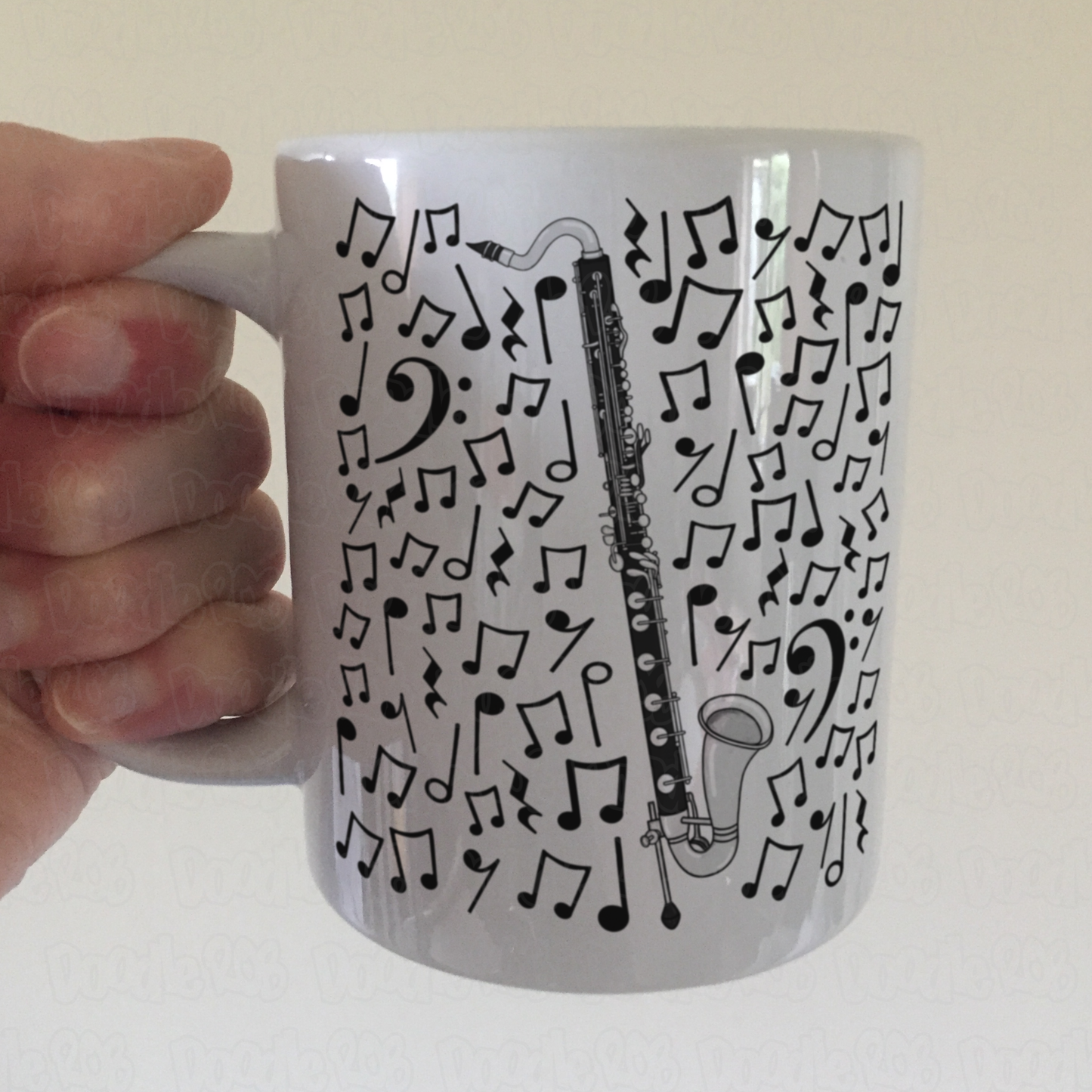 Bass Clarinet Musical Notes Mug - Gift For Clarinetist - Woodwind Musician Orchestra Gift