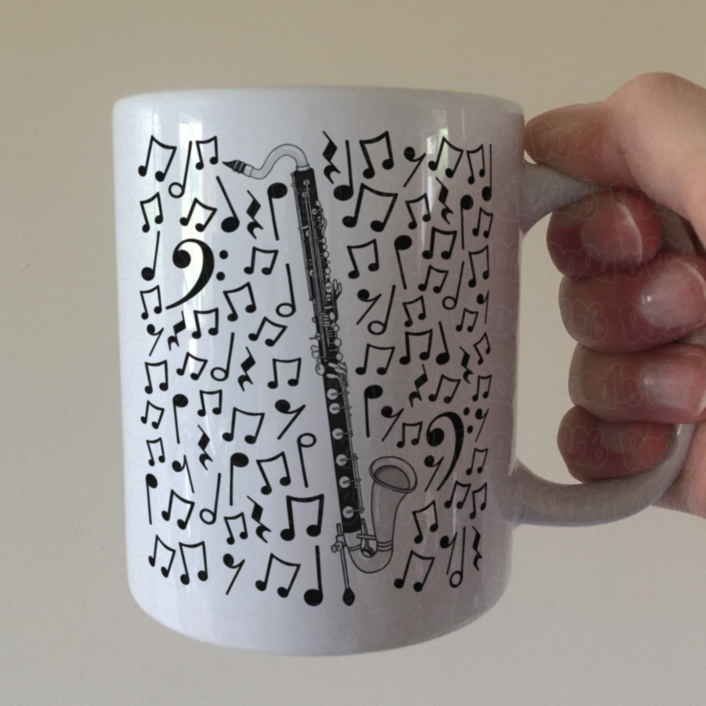 Bass Clarinet Musical Notes Mug - Gift For Clarinetist - Woodwind Musician Orchestra Gift