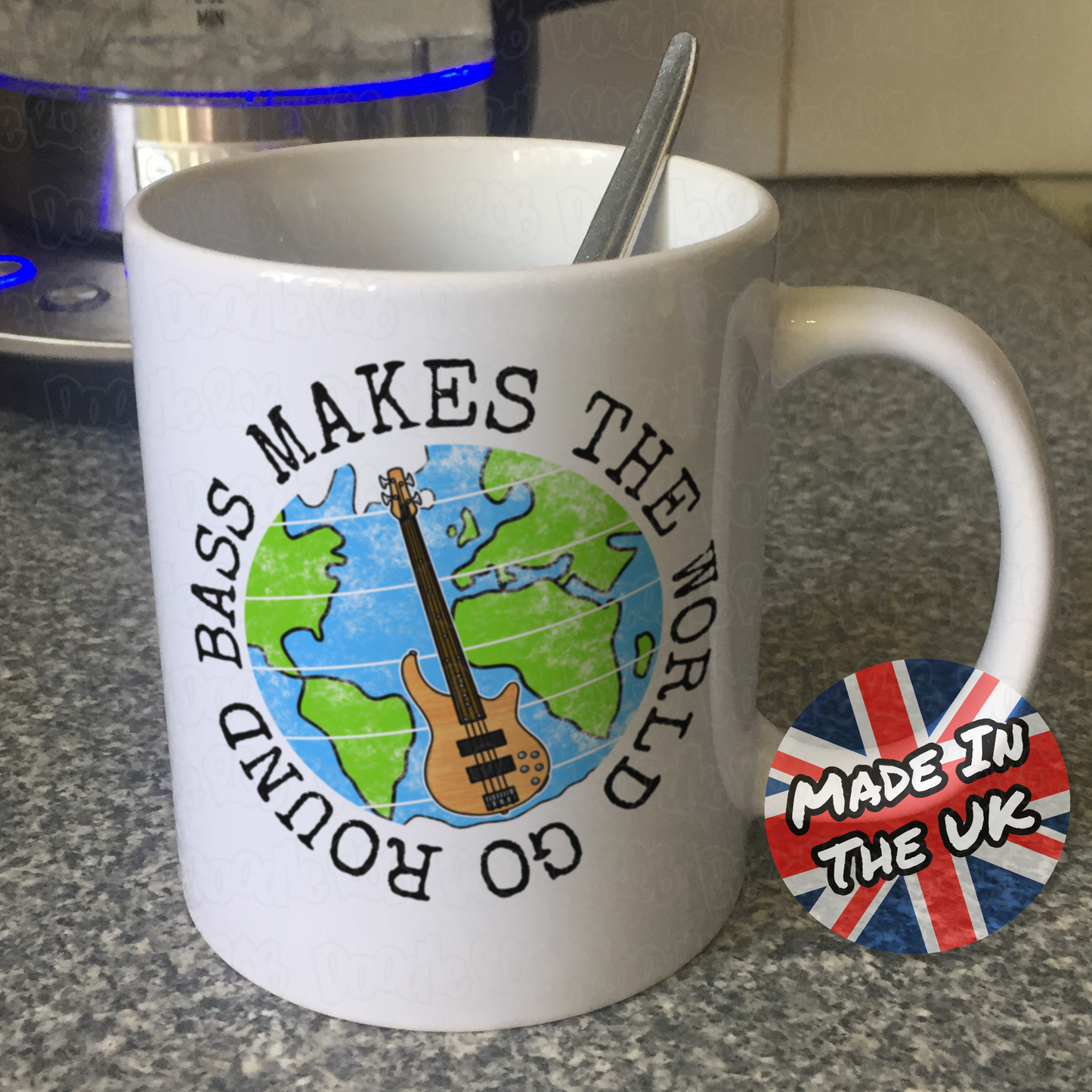 Bass Guitar Mug - Bass Makes The World Go Round - Bassist Gift - Bass Guitarist Mug