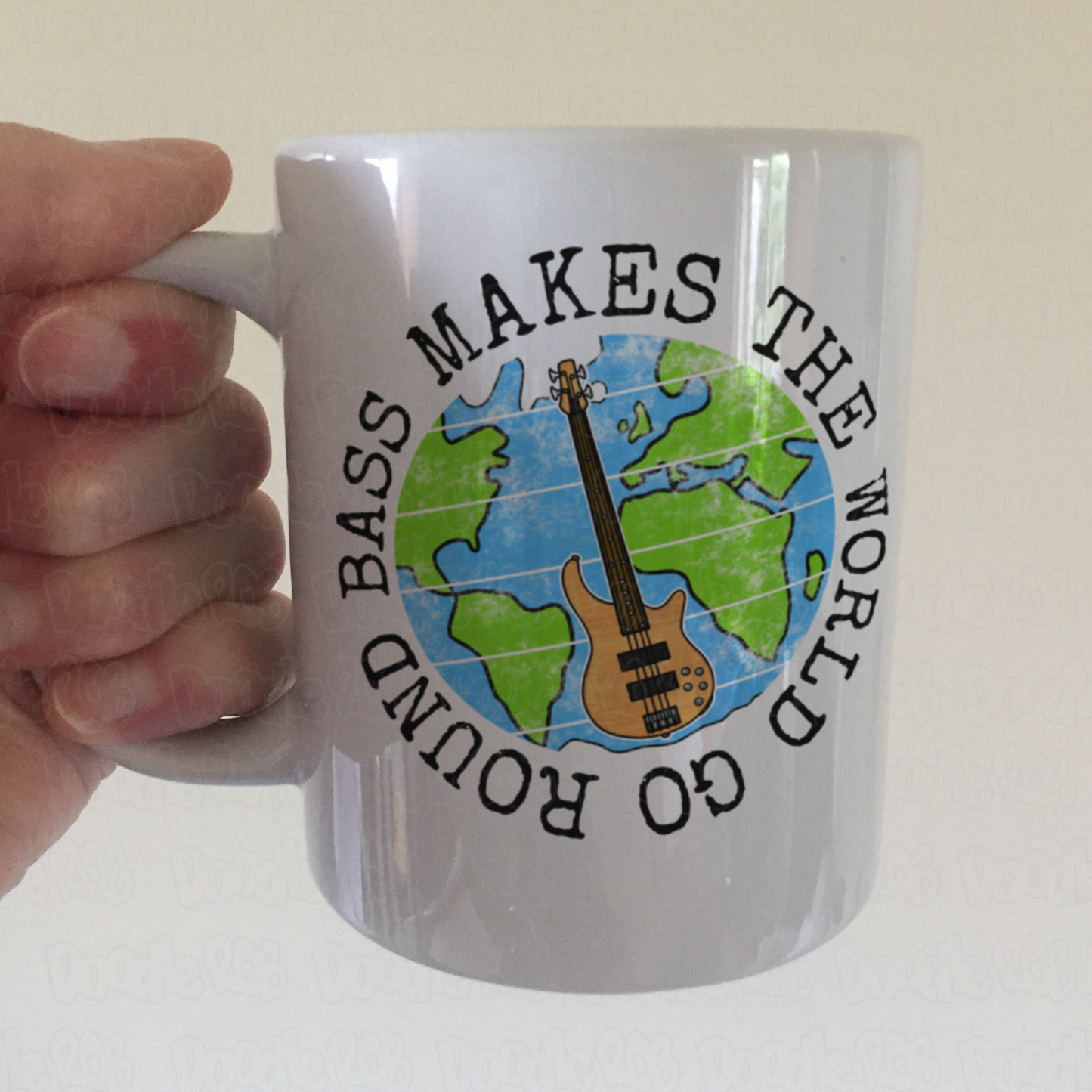 Bass Guitar Mug - Bass Makes The World Go Round - Bassist Gift - Bass Guitarist Mug