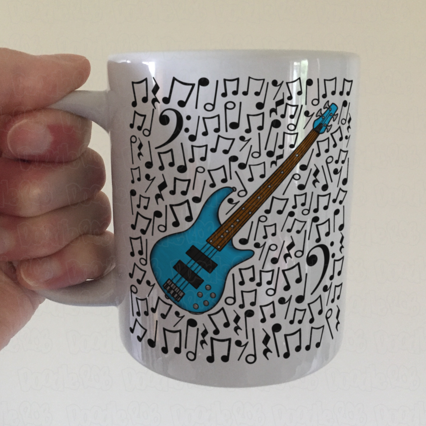 Bass Guitar Musical Notes Mug - Bassist Gift - Bass Guitar Teacher Mug