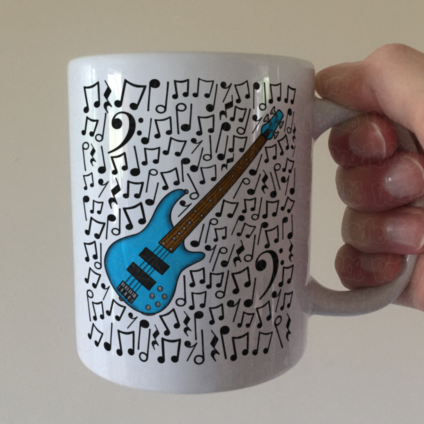 Bass Guitar Musical Notes Mug - Bassist Gift - Bass Guitar Teacher Mug